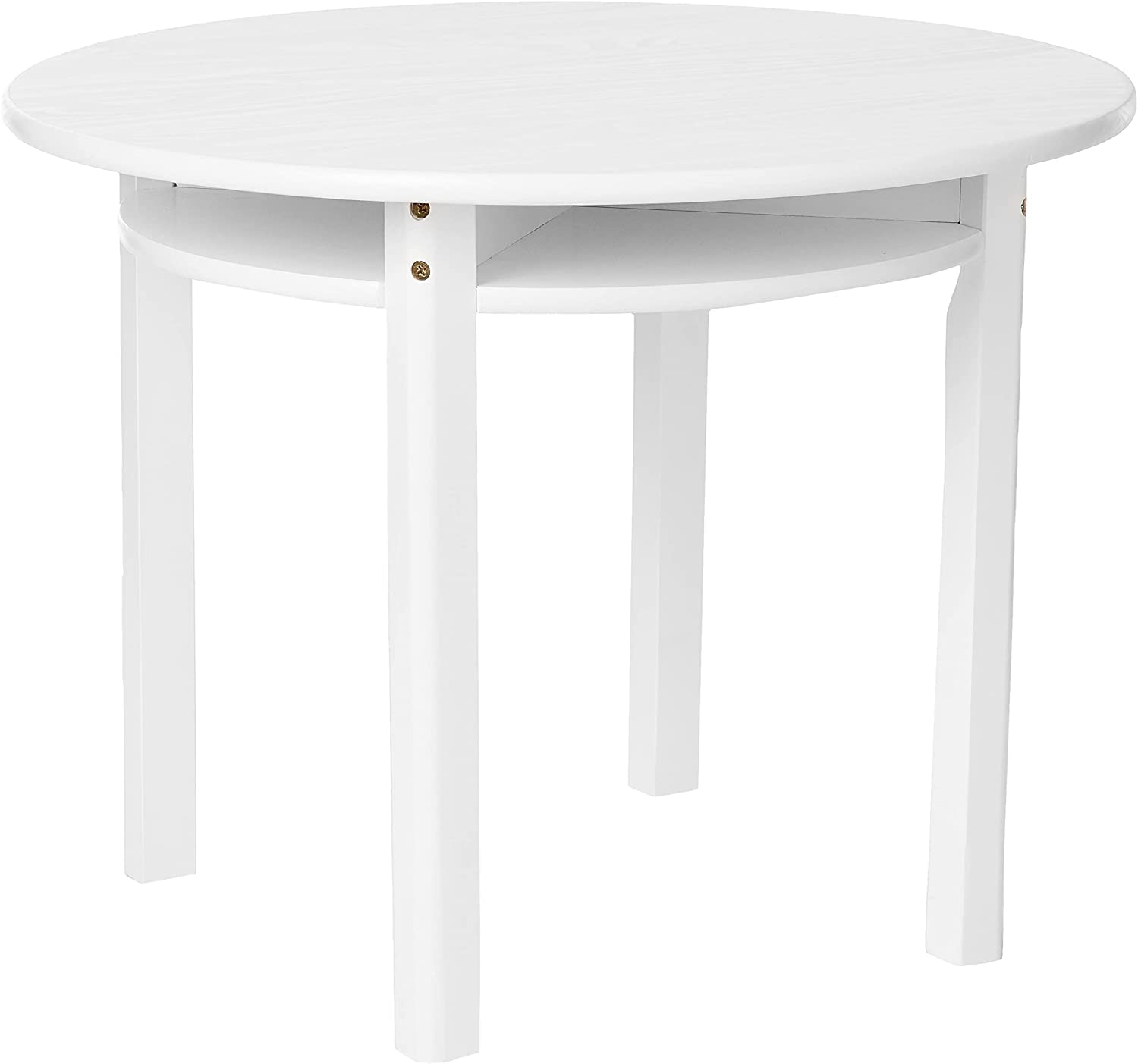 Lipper International White Round Kids Table with Shelf & 2 Chairs - Perfect for Playroom, Preschool & Children's Learning Activities