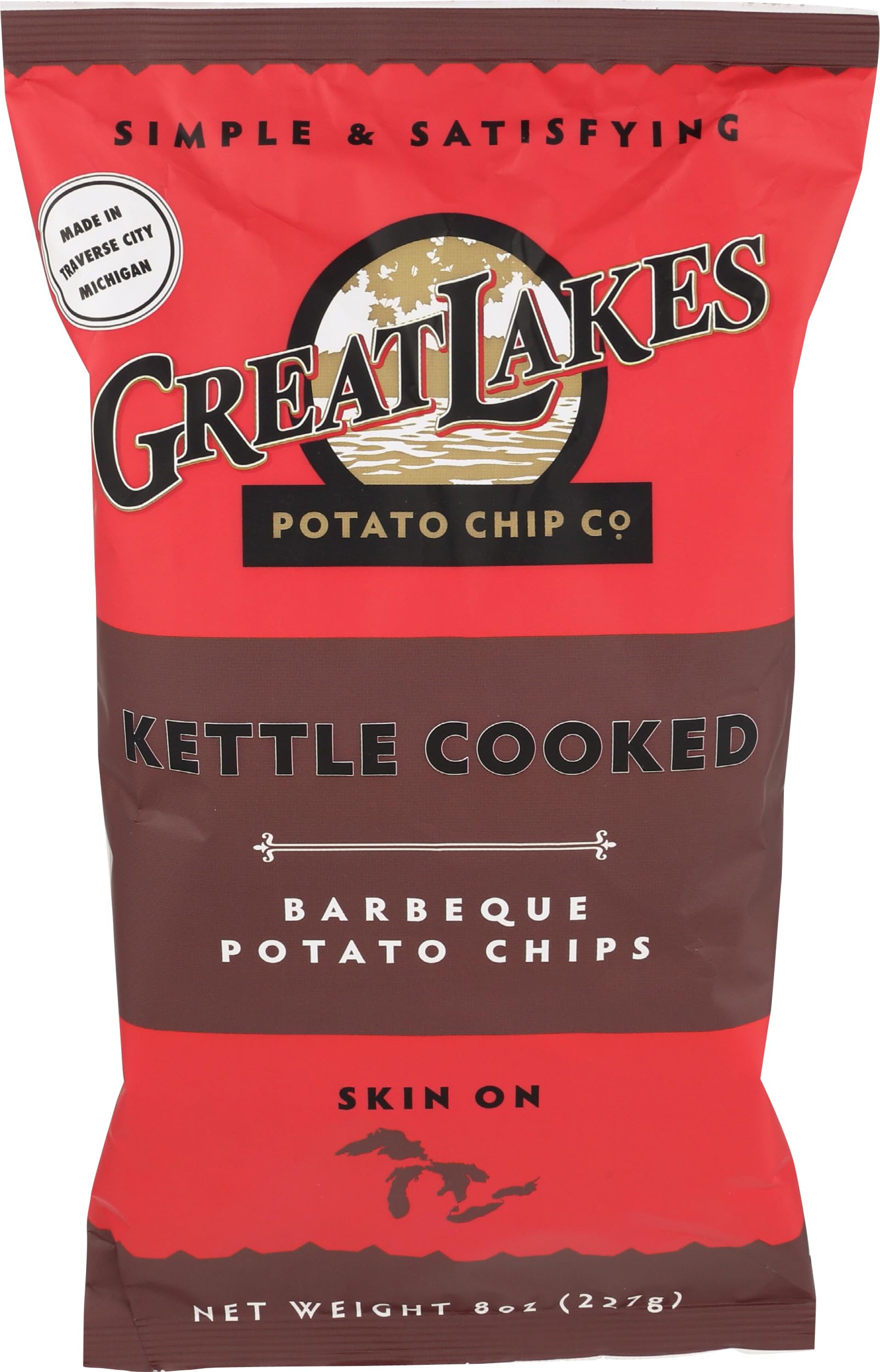 Great Lakes BBQ Potato Chips - 8oz Bag | Crunchy Snack for Parties, Picnics & Game Nights | Authentic American Flavor