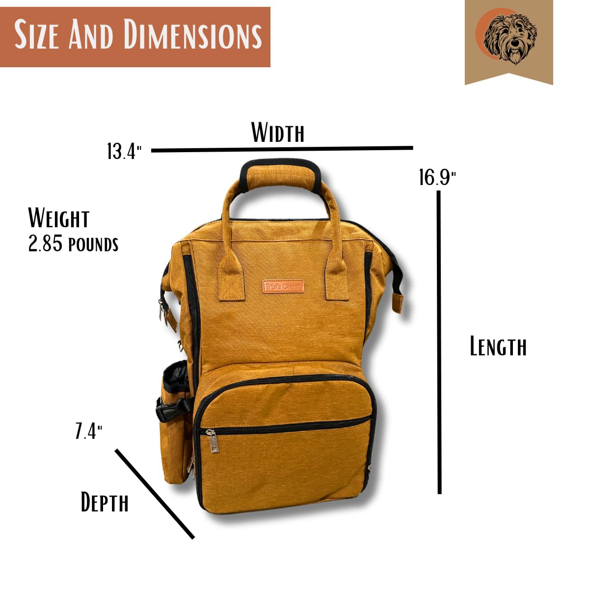 Tito's Closet Premium Pet Travel Bag Set - 2 Pack Collapsible Dog Bowls, 2 Food Storage Containers & Treat Pouch for Dogs (Brown) | Perfect for Road Trips, Hiking & Air Travel | Model DB2024