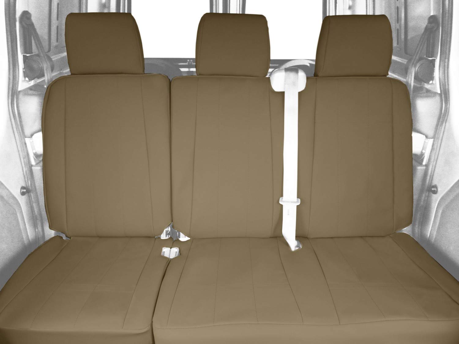 CalTrend Rear 60/40 Split Bench Seat Covers for 2008-2011 Toyota Sequoia - Durable Cordura Fabric in Beige with Beige Insert & Trim | Perfect for Off-Roading, Camping & Family Road Trips