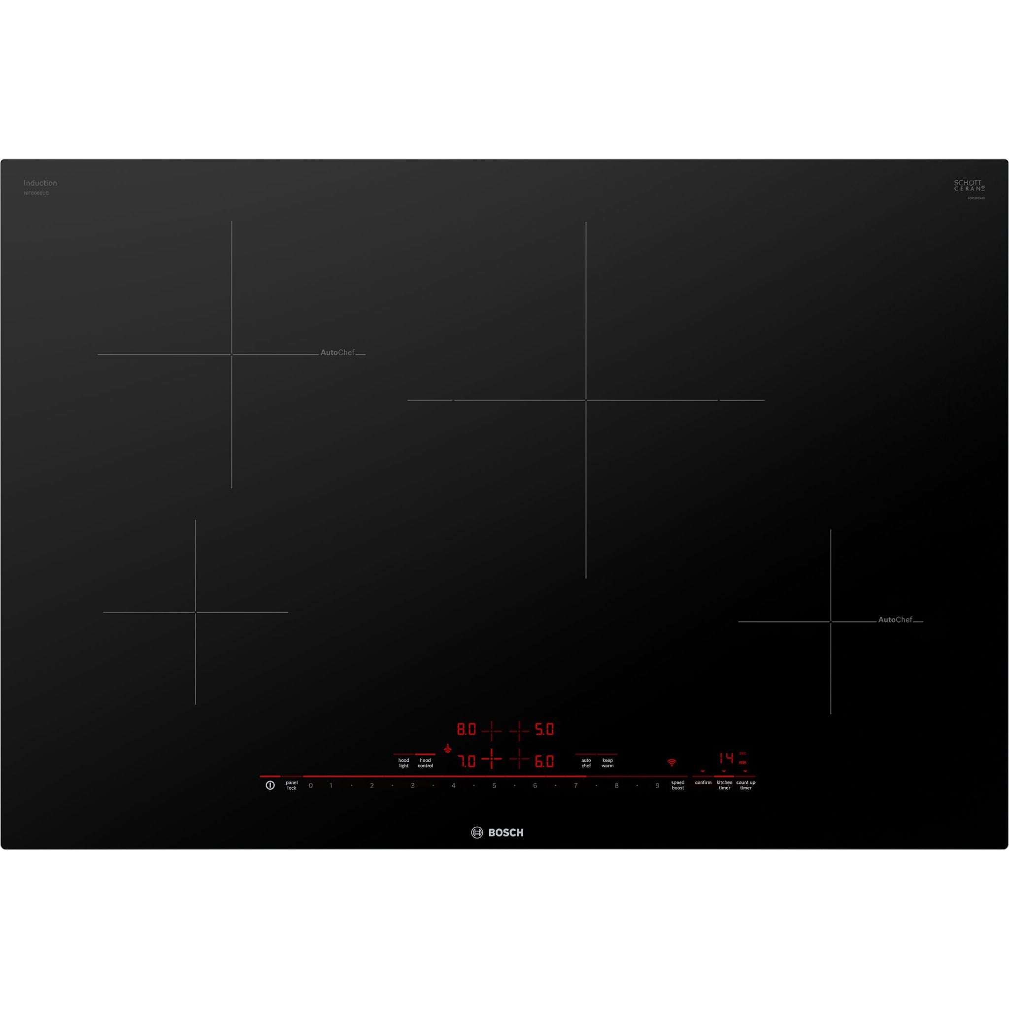 Bosch 30 Inch Induction Cooktop NIT8060UC - Black Glass Electric Stove for Modern Kitchen | Fast Heating, Energy Efficient Cooking for Home Chefs