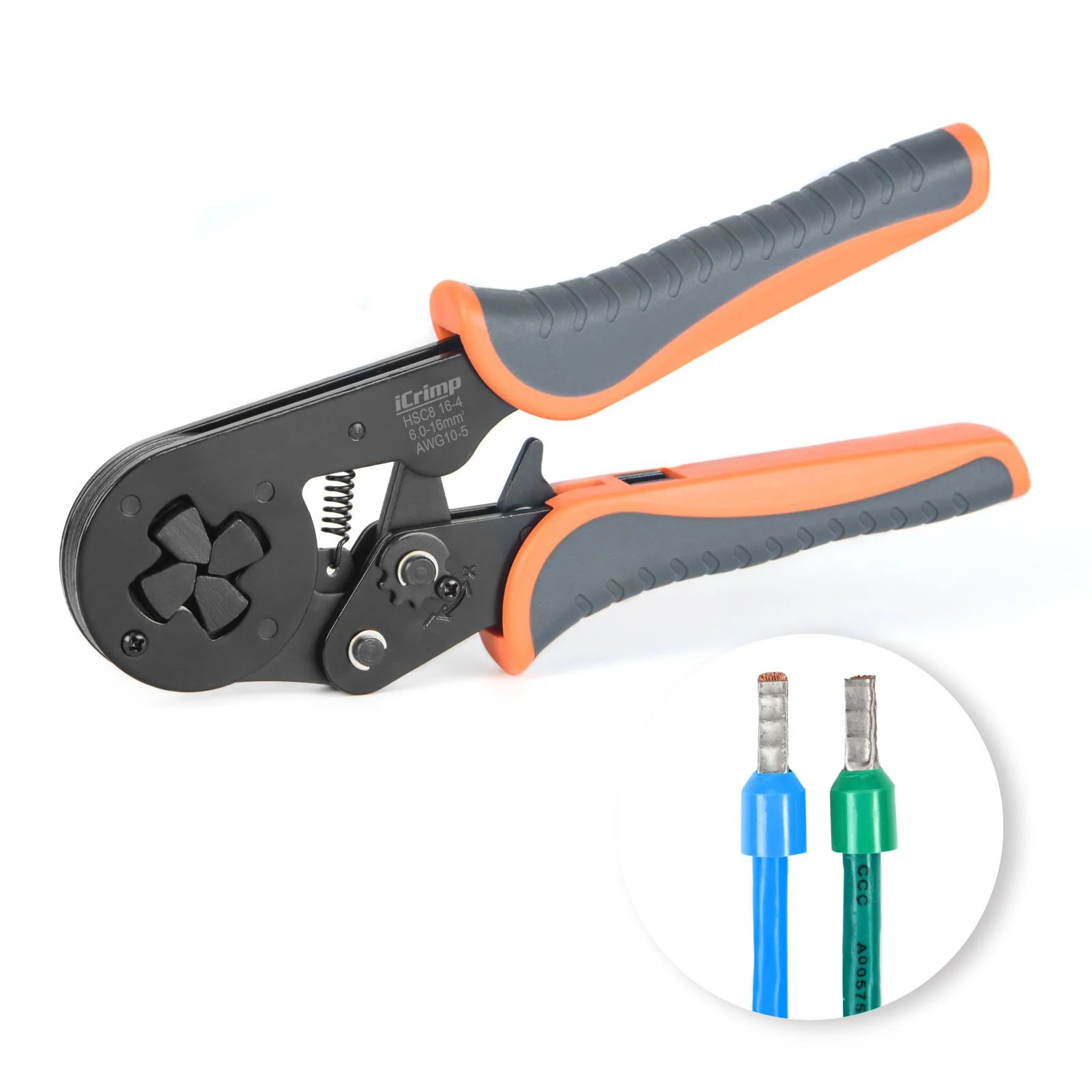 HSC8 16 4 Square Self-Adjusting Ferrule Crimper Tool for AWG10-5 Bootlace Ferrules - Perfect for Electrical Wiring, DIY Projects, and Professional Installations