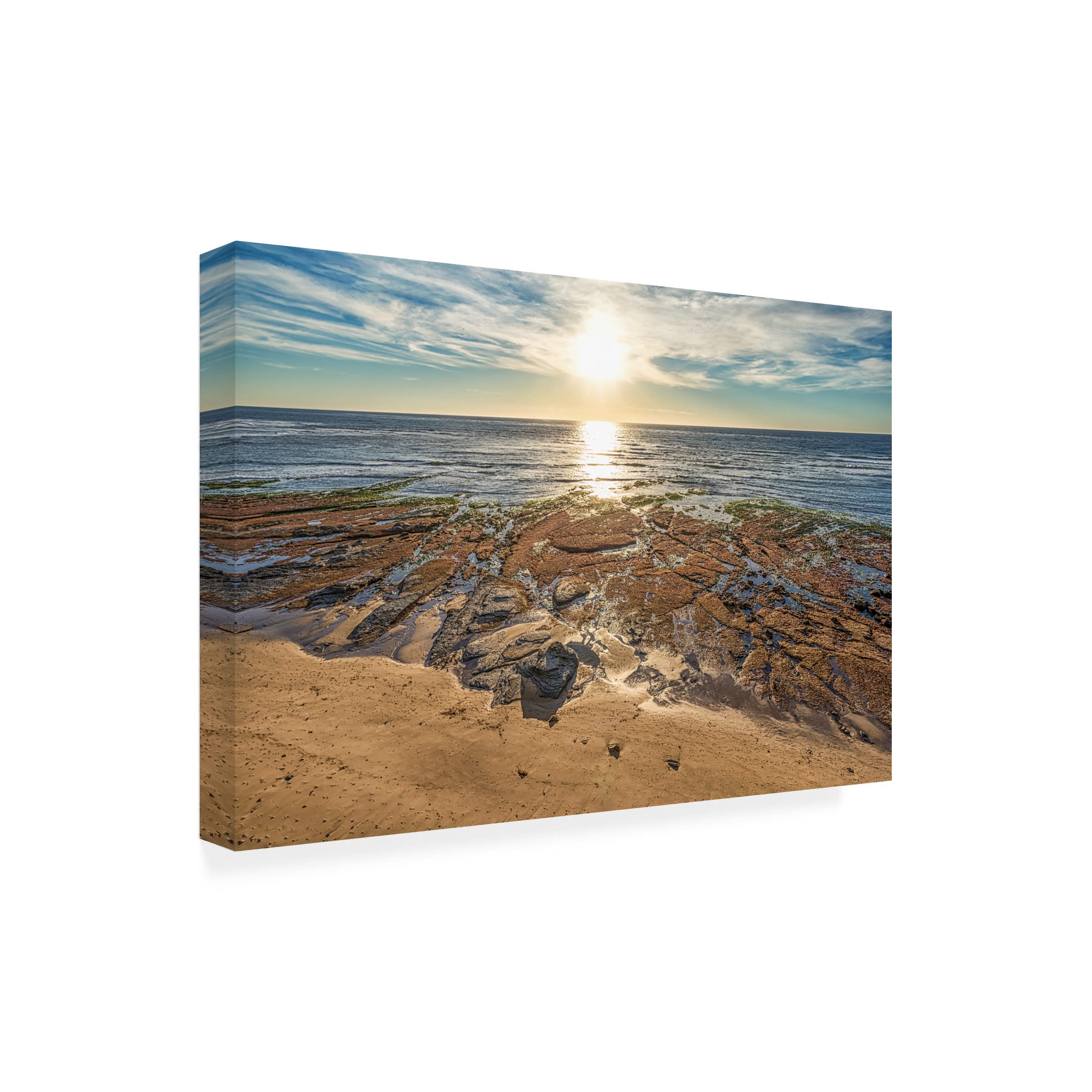 Joseph S Giacalone 'Puzzle Pieces On The Coast' 16x24 Canvas Wall Art Print - Modern Coastal Home Decor for Living Room, Bedroom & Office