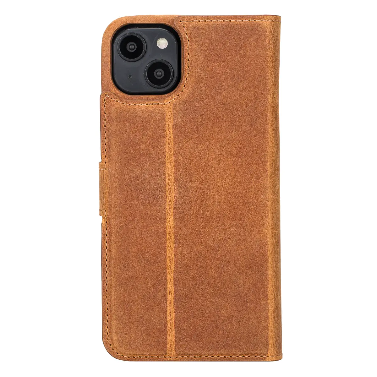 Premium Camel Brown Leather Magnetic Wallet Case for iPhone 14 Plus - Slim RFID Blocking Protection | Perfect for Business Travel & Everyday Use