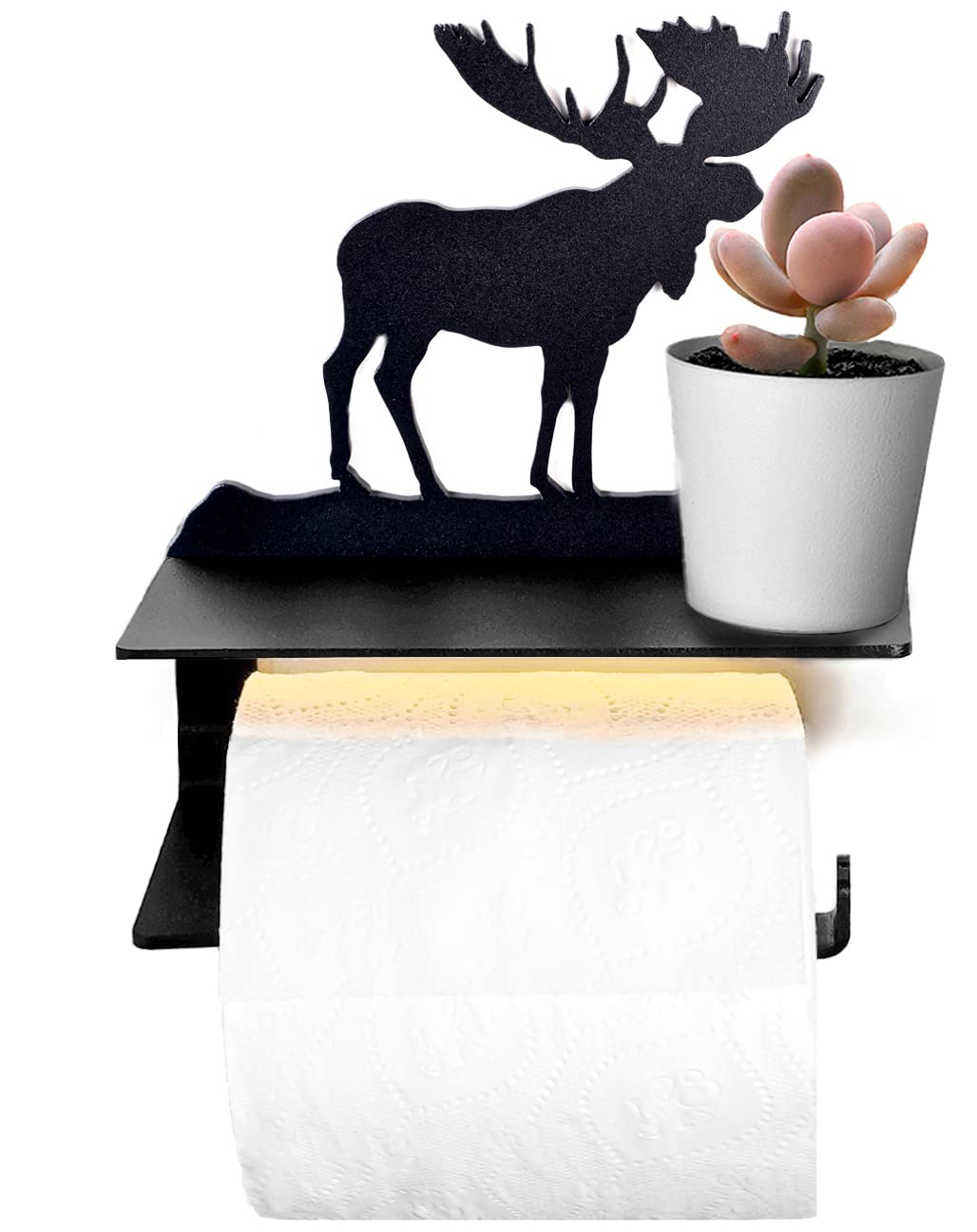 Motion Sensor Toilet Paper Holder with Shelf & Warm LED Night Light - Bathroom Organizer for Nighttime Convenience & Modern Decor
