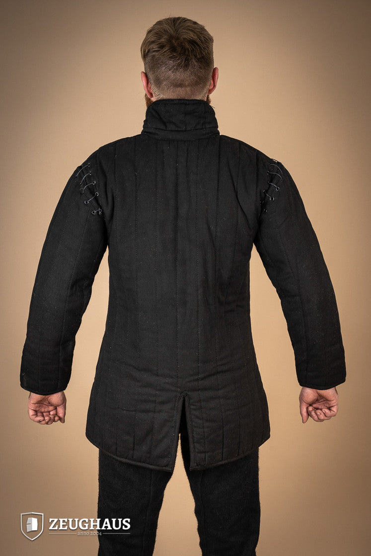 Medieval Gambeson Armor with Detachable Laced Sleeves - Black Historical Battle Reenactment Costume for LARP, Cosplay & Renaissance Fairs