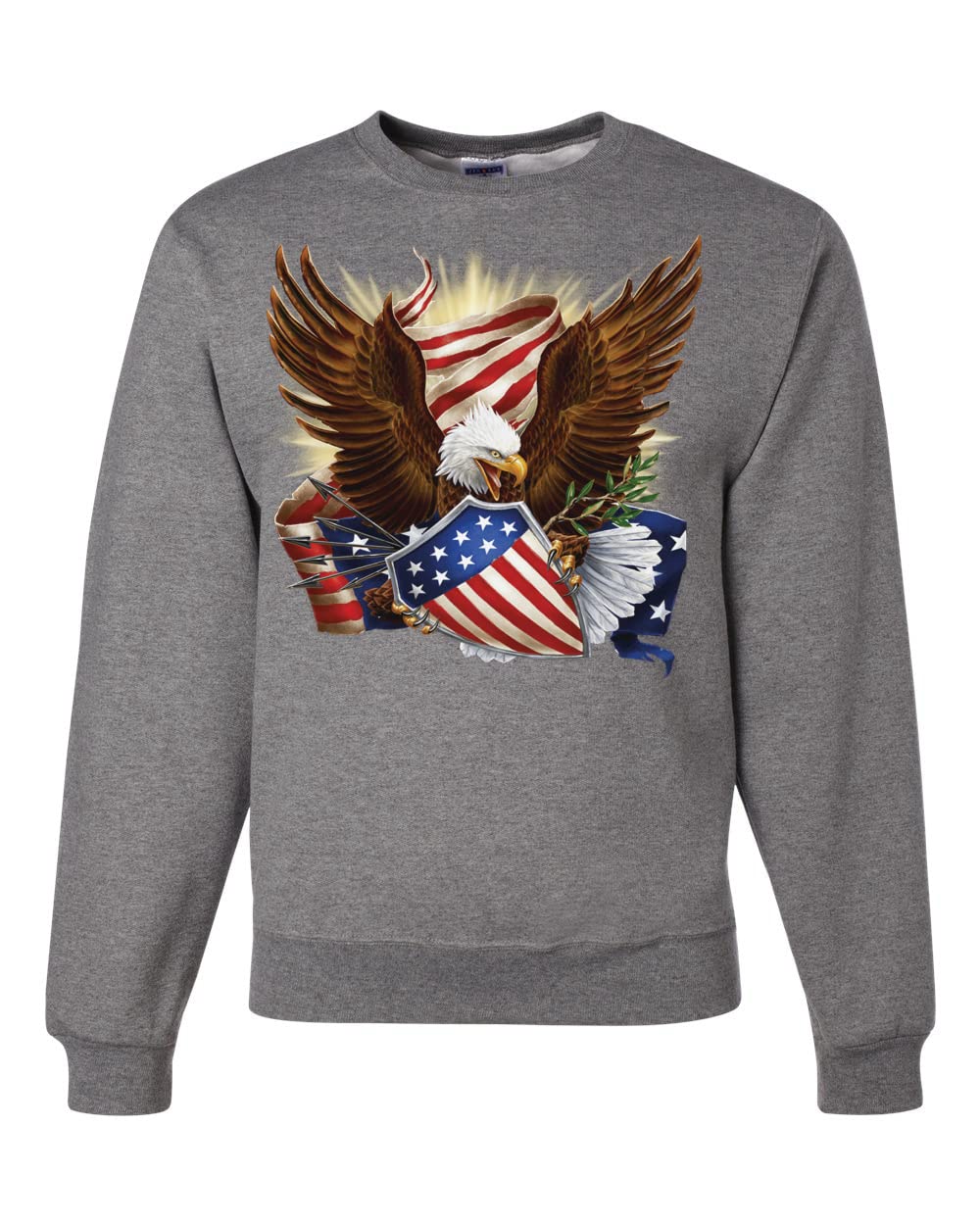 Wild Bobby Eagle American Flag USA Pride Graphic Sweatshirt - Unisex Crewneck Pullover for Men & Women - Patriotic 4th of July, Veterans Day & Independence Day Apparel