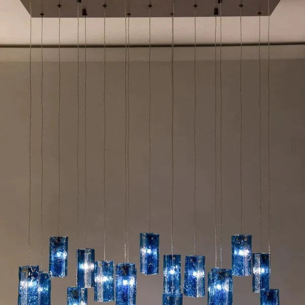1/25/60/84 Light Colorful Rectangle Cluster Glass Tile Pendant Chandelier - Modern Art Design for Dining Room, Living Room & Bedroom Lighting