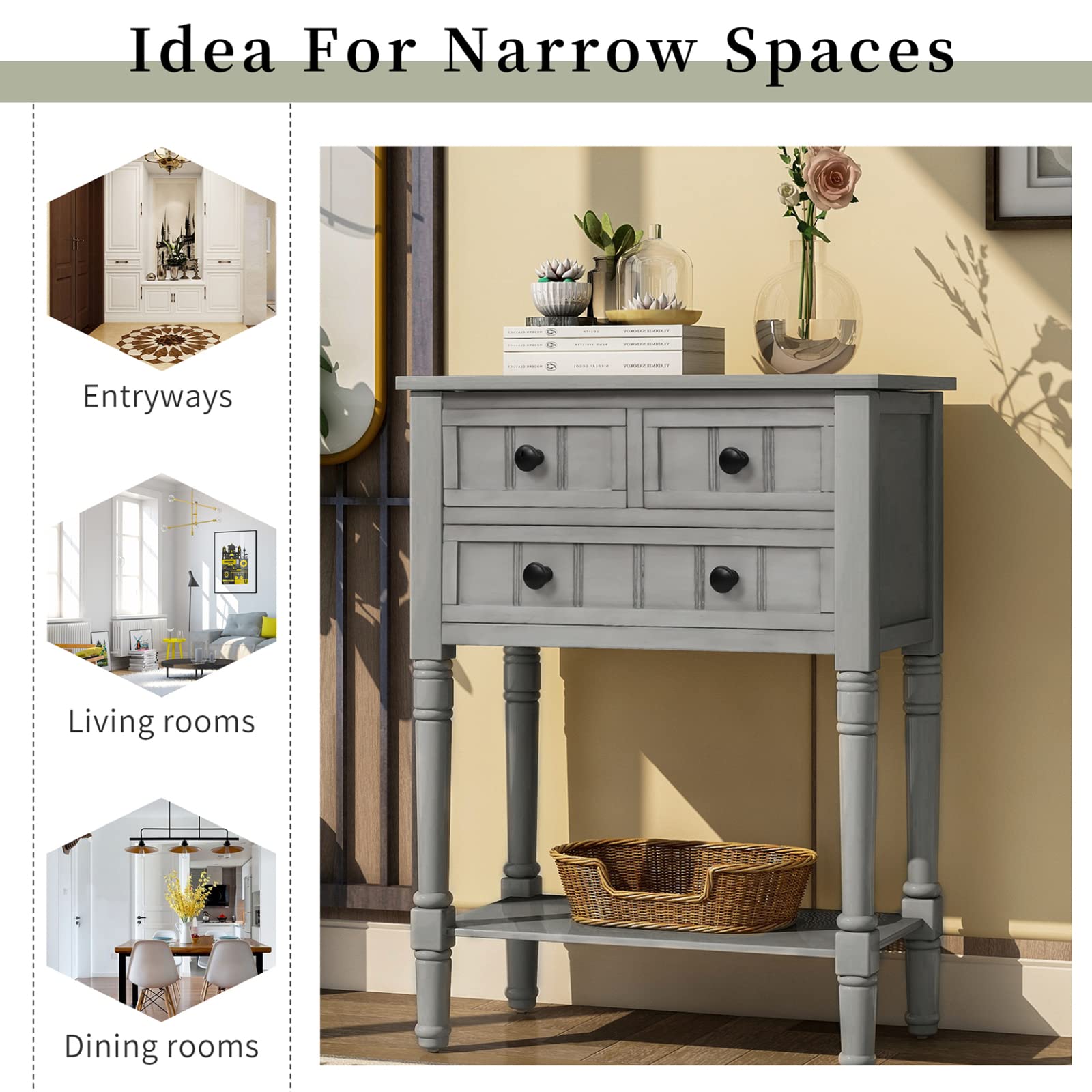 Modern Console Table Slim Sofa Table - 31