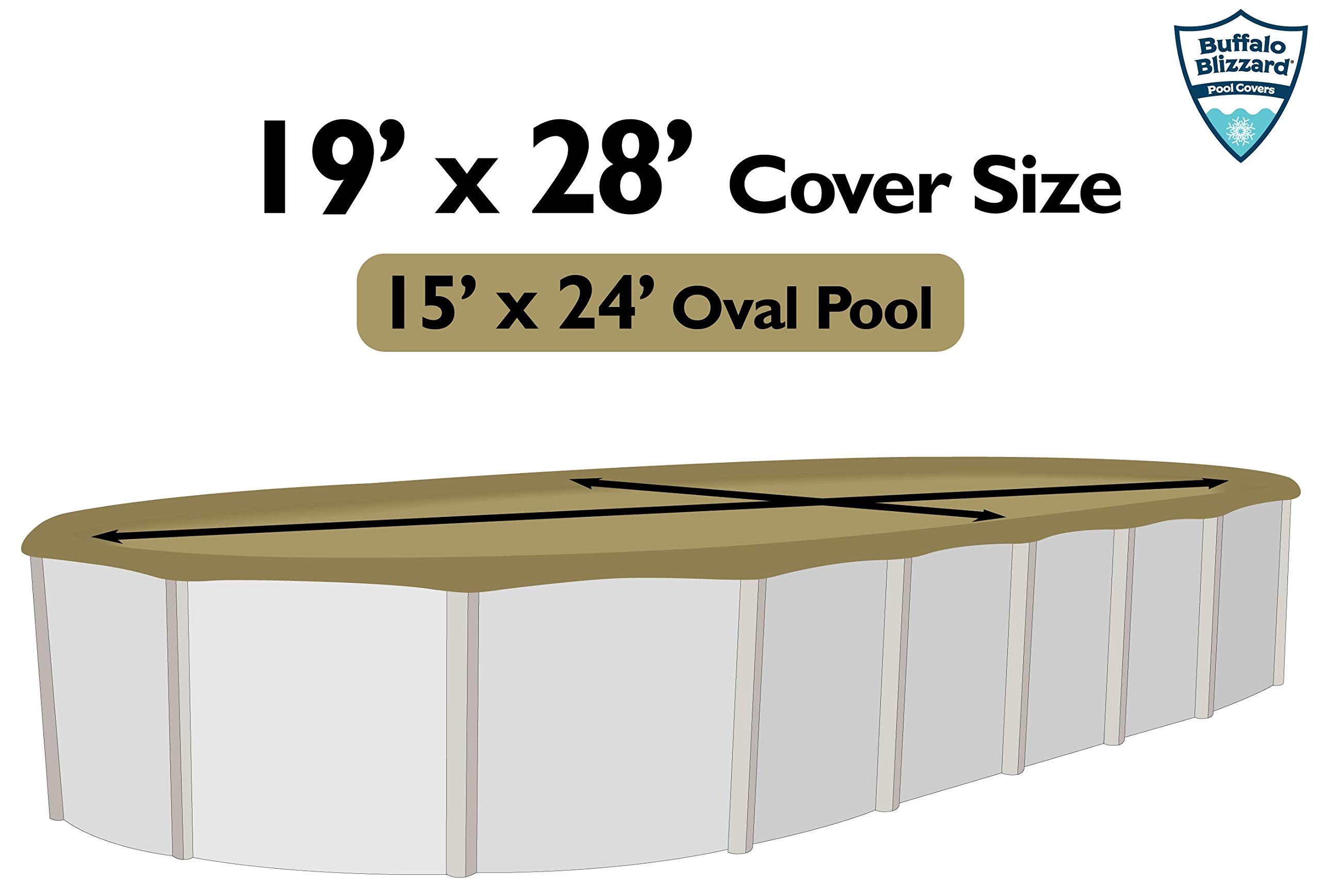 Buffalo Blizzard 15x24 ft Oval Above Ground Pool Cover - Heavy Duty Reversible Winter Pool Cover (Green/Black) with UV Protection | Shields from Debris & Harsh Weather | Perfect for Winter Protection & Off-Season Pool Storage