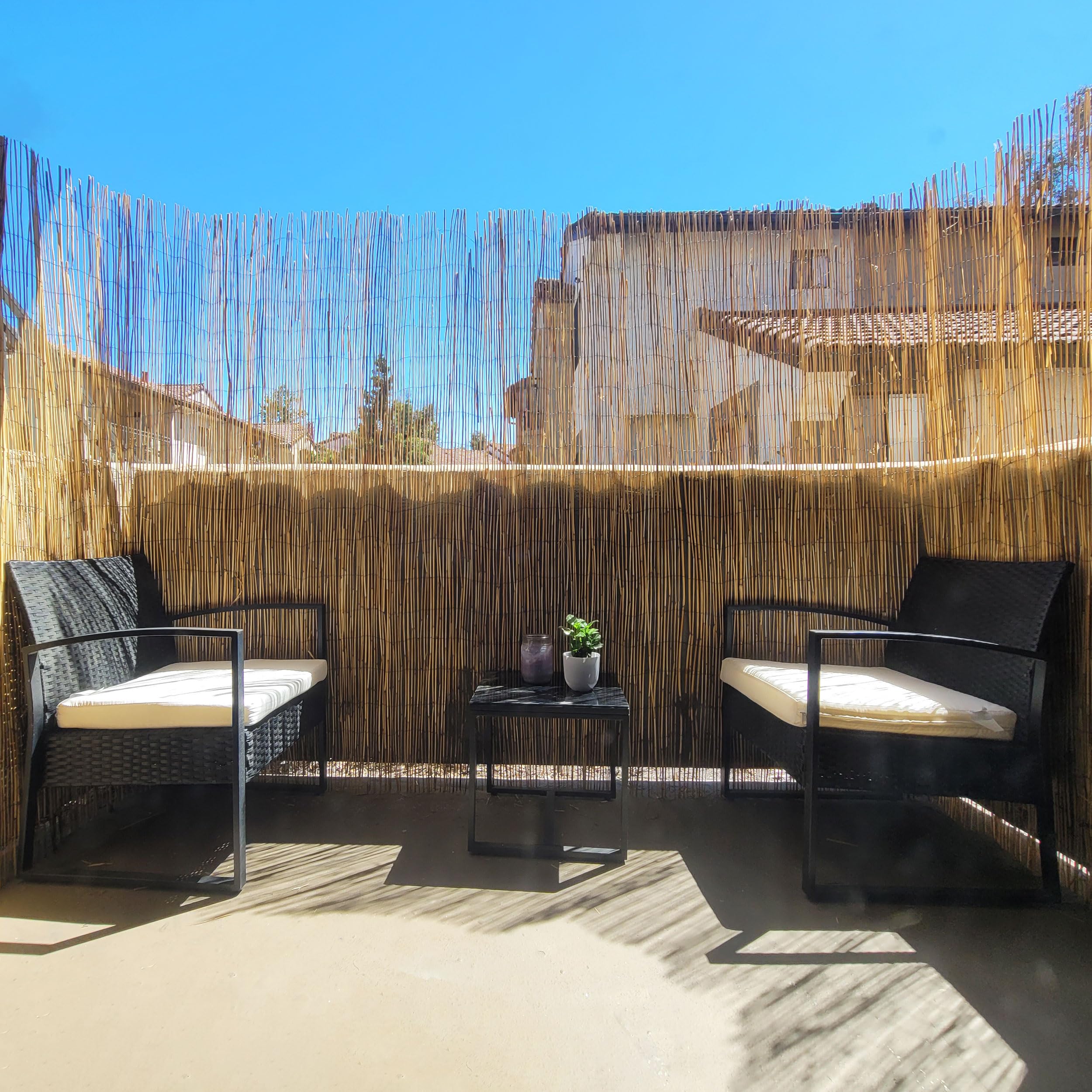 Natural Reed Fencing 4 ft H x 8 ft L (4-Pack) - Decorative Backyard Garden Fence Divider for Privacy, Patio Screening & Outdoor Landscaping