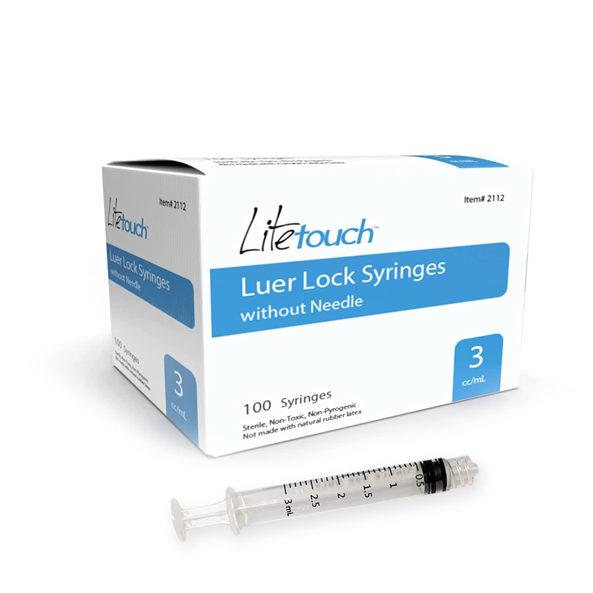 3mL Luer Lock Syringe - Sterile, Individually Sealed, 100pcs/Box (No Needle Included) - Perfect for Medical, Veterinary, and Laboratory Use