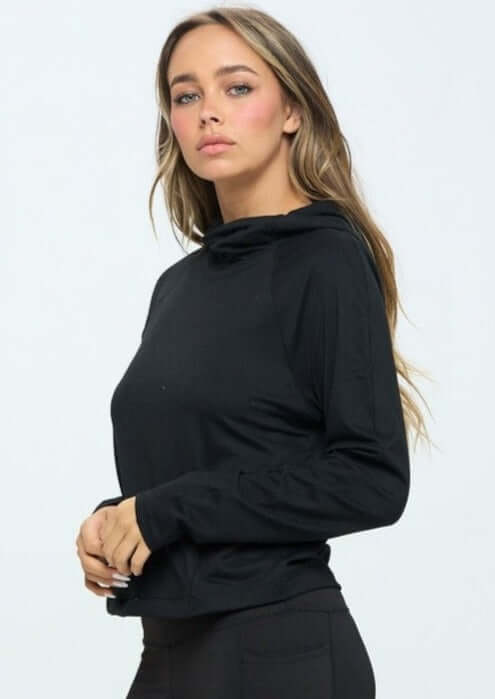 Cropped Performance Hoodie for Women - Lightweight, Breathable & Moisture-Wicking Workout Top - Yoga, Running & Gym Essentials (Final Sale)