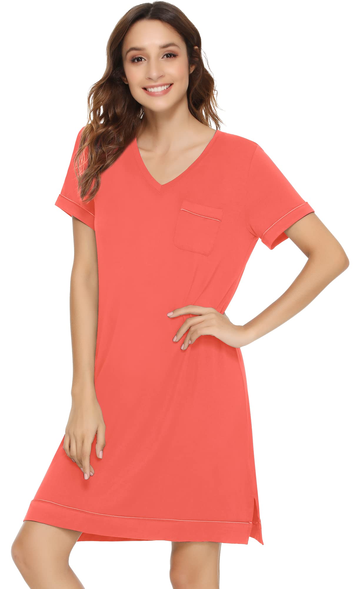 Nachila Soft Bamboo Nightgowns for Women - Lightweight Short Sleeve Sleep Shirt & Lounge Dress - Plus Size S-4X - Perfect for Sleeping, Relaxing at Home, and Summer Comfort
