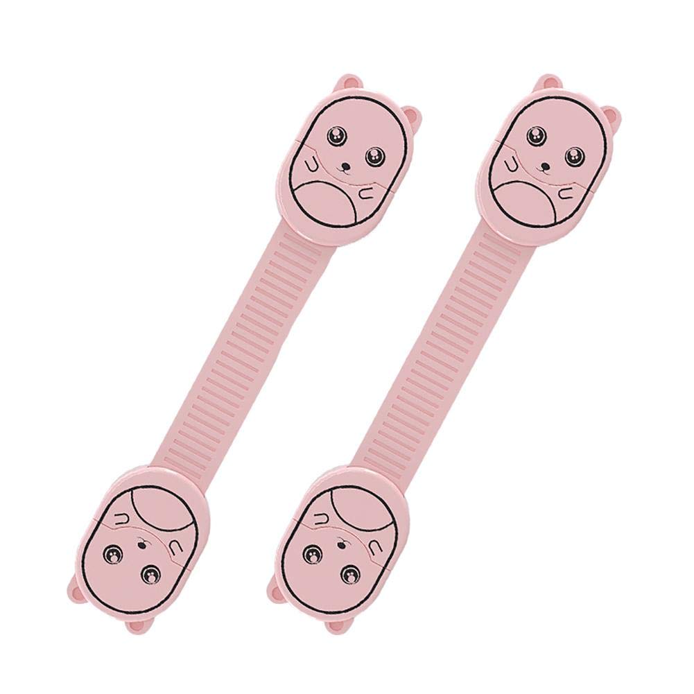 Gokeep Baby Safety Cabinet Locks - 2 Pack Child Proof Strap Locks for Drawers, Cupboards, Oven, Refrigerator - No Drill Adhesive Latches - Adjustable Toilet Seat & Fridge Lock - Pink | Perfect for Baby Proofing Kitchen, Bathroom & Home Safety