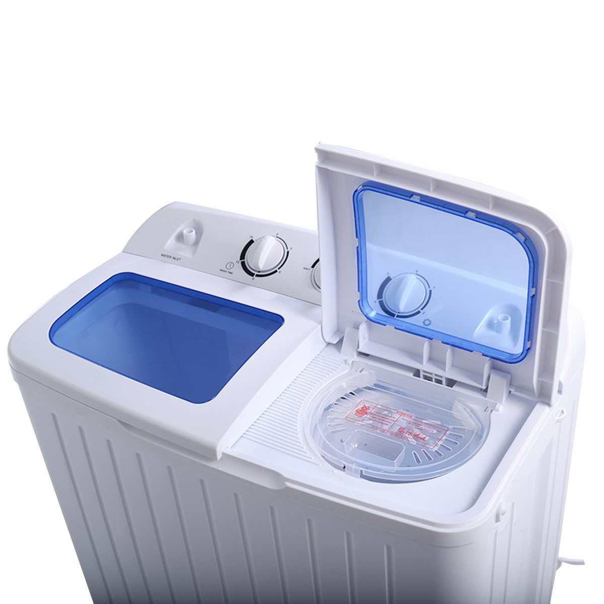 Giantex 20lbs Portable Twin Tub Washing Machine - Compact Mini Washer & Spinner for Apartments, Camping, RVs - Blue & White | Perfect for Small Spaces, Travel & Off-Grid Living