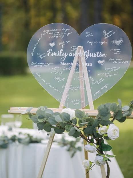 Acrylic Wedding Guest Book - Rustic Wedding Decor & Unique Handmade Gift for Couples - Perfect for Wedding Receptions, Anniversaries & Bridal Showers