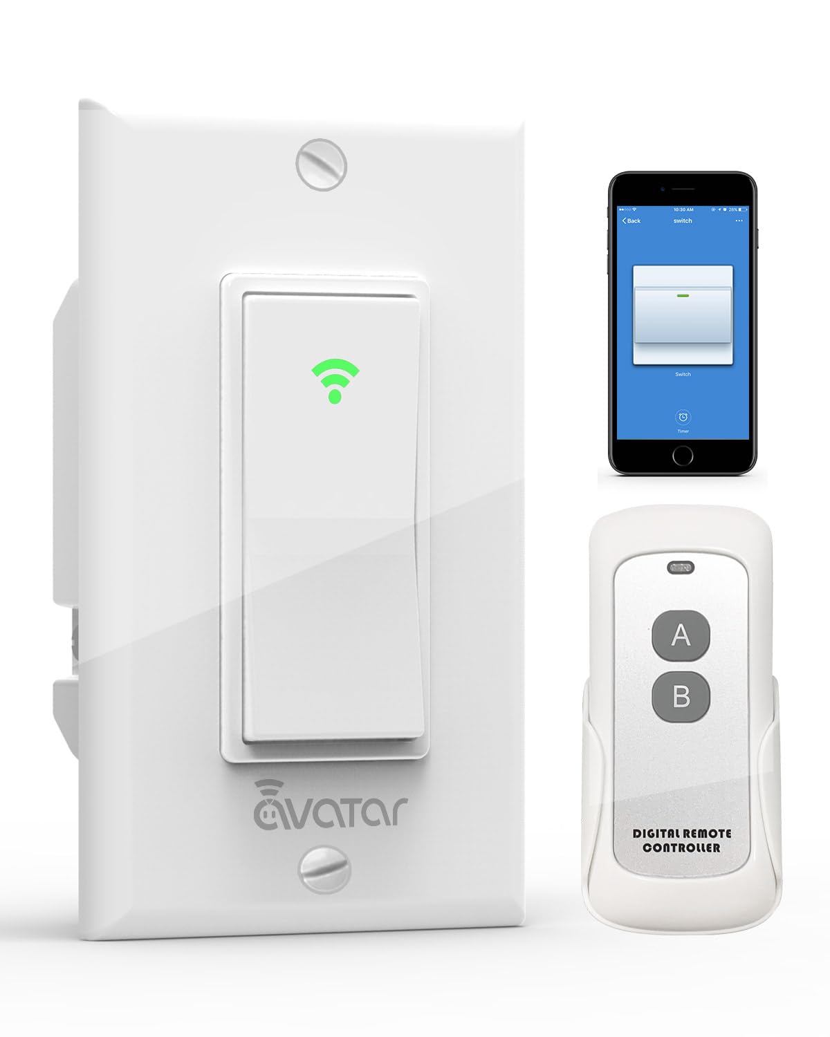 Smart WiFi Light Switch with App & Voice Control - Compatible with Alexa, Google Home - Single Pole Timer Wall Switch (Neutral Wire Required) - Perfect for Smart Home Automation & Remote Lighting Control