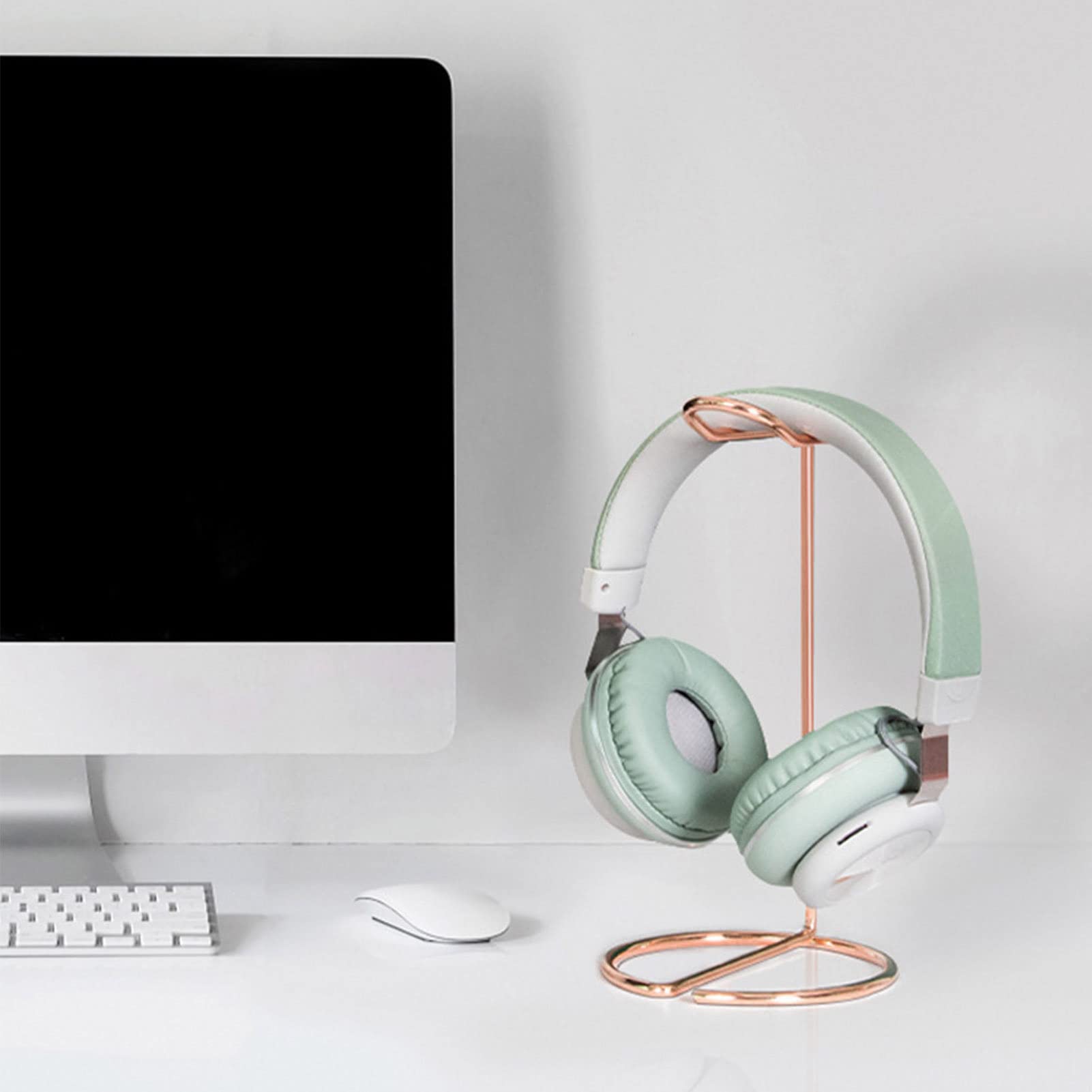 Premium Universal Headphone Stand - Gold & Rose Gold Metal Earphone Holder for Desk Display | Compatible with All Earbuds & Headphones | Perfect for Office, Gaming Setup & Home Decor