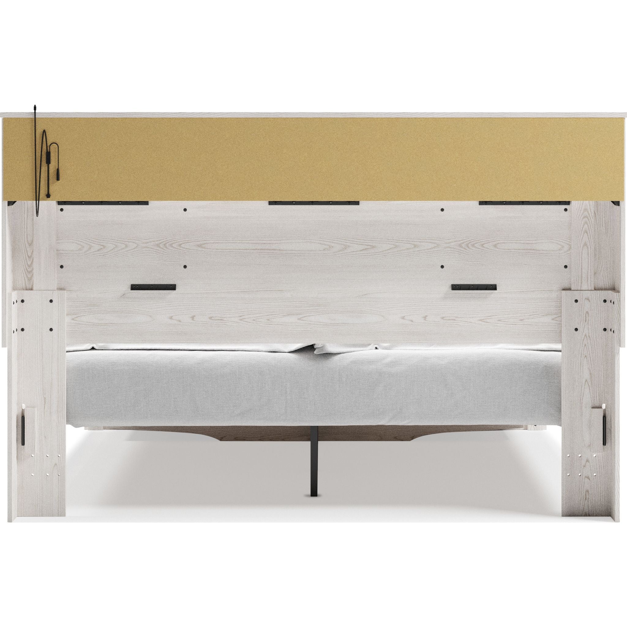Altyra King Upholstered Bookcase Bed with Storage - White Wooden Platform Bed Frame with Headboard & Underbed Storage | Perfect for Small Bedrooms, Guest Rooms & Dormitories