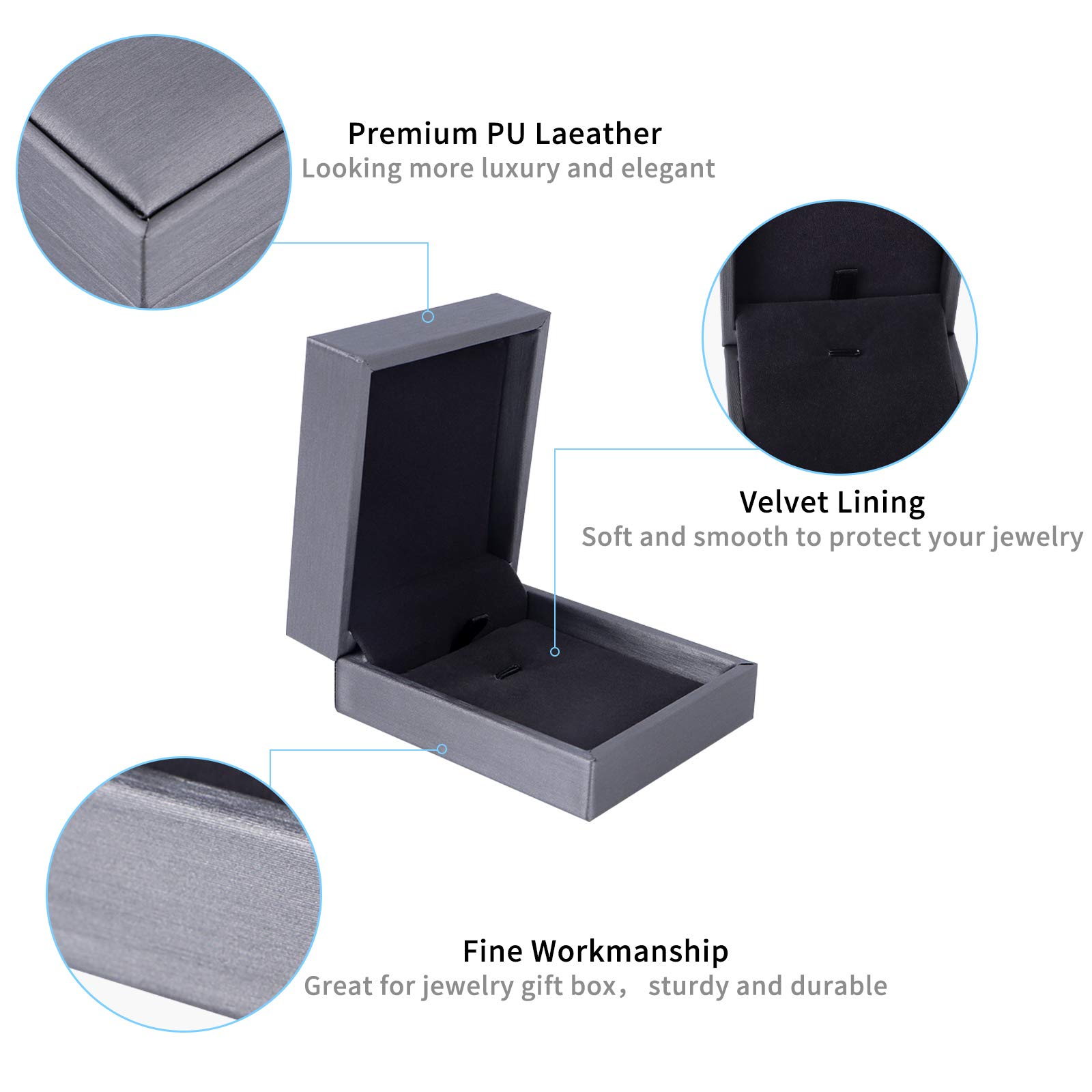 4 Pack PU Leather Jewelry Gift Box Set - Necklace Pendant & Earring Storage Case for Proposal, Engagement, Wedding - Perfect for Jewelry Presentation, Bridal Party Gifts & Keepsake Organization (Grey)