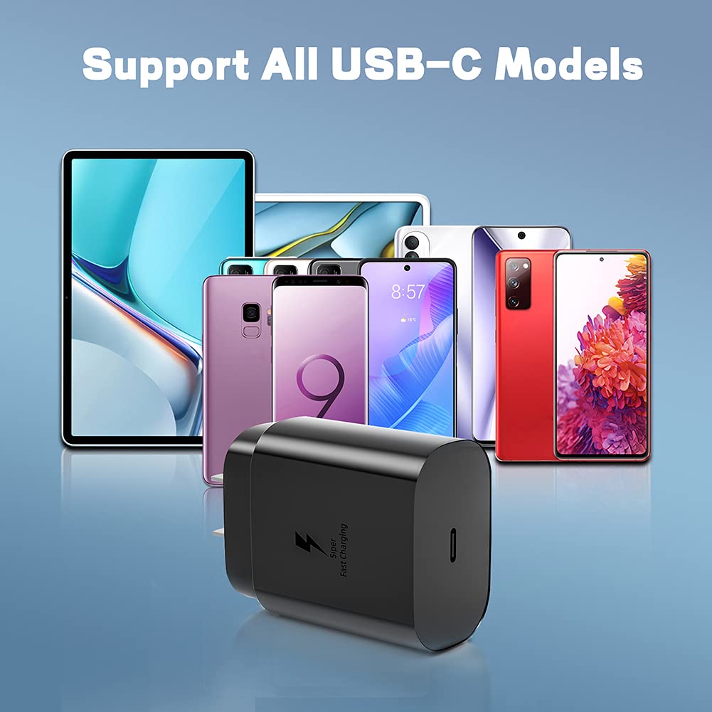 Fast Charging USB C Charger 25W PD Power Adapter with 6.6FT Super Type C Cable - Compatible with Samsung Galaxy S21/S20/S10/Note, LG & Android Phones - Perfect for Home, Office & Travel Charging