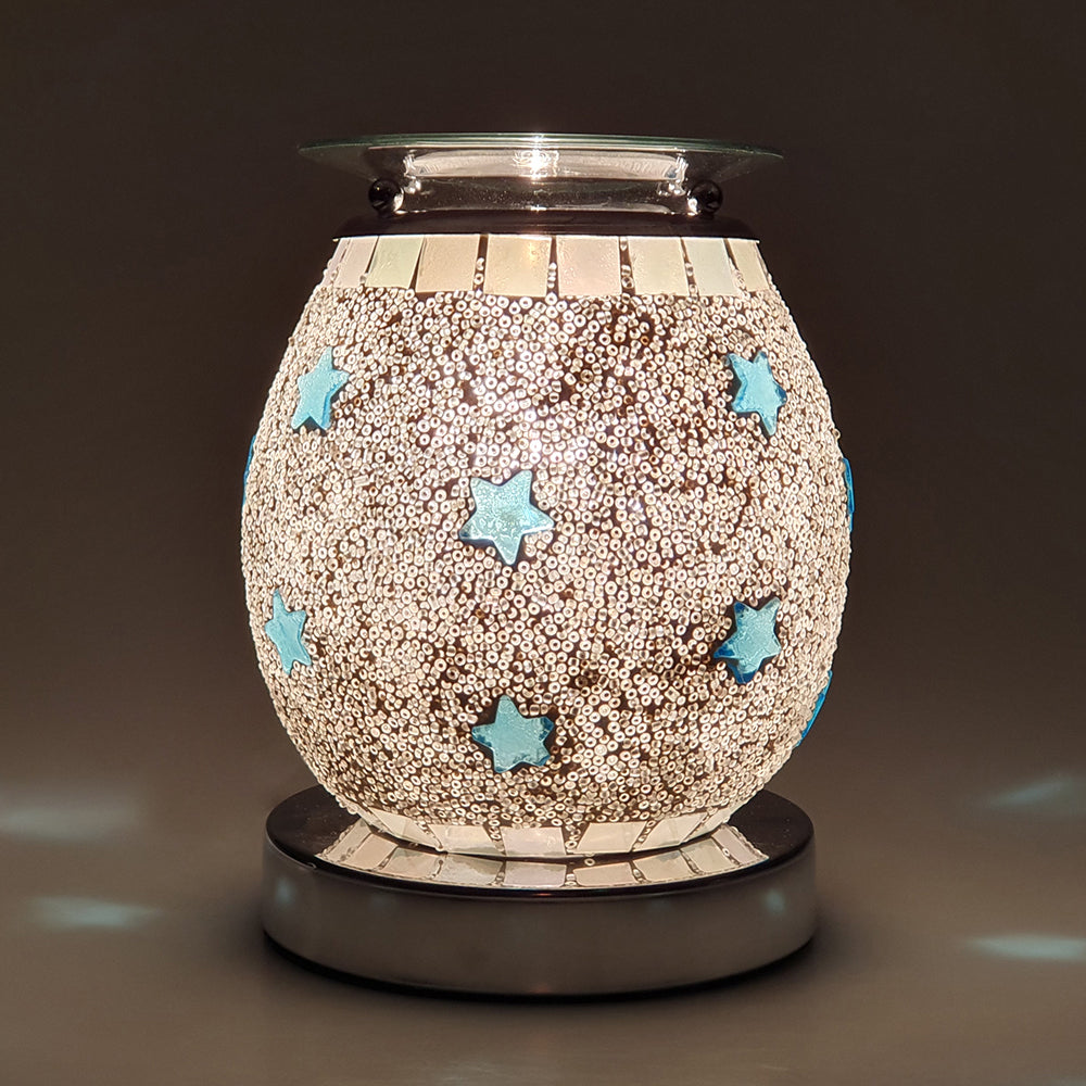 Cello Electric Wax Melter with Touch Control - Mosaic Blue Star Design for Aromatherapy & Home Fragrance