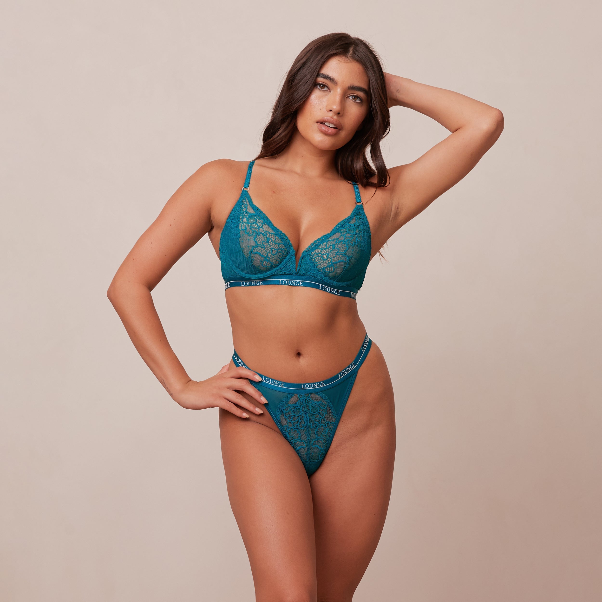 Royal Balcony Bra in Turquoise - Comfortable Lace Underwire Bra for Women, Perfect for Everyday Wear and Special Occasions