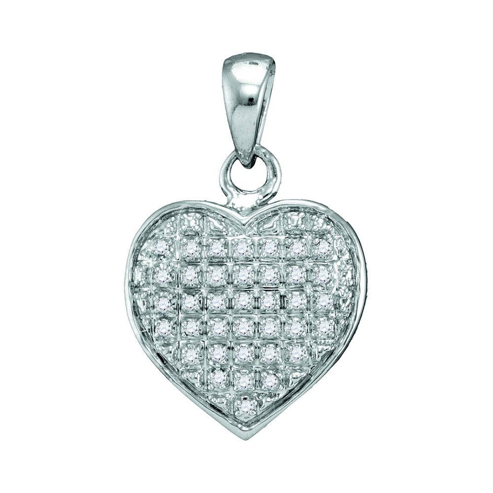 10K White Gold Women's Round Diamond Heart Cluster Pendant Necklace - 1/10 CTTW Diamond Jewelry Gift for Her, Perfect for Valentine's Day, Anniversary & Special Occasions
