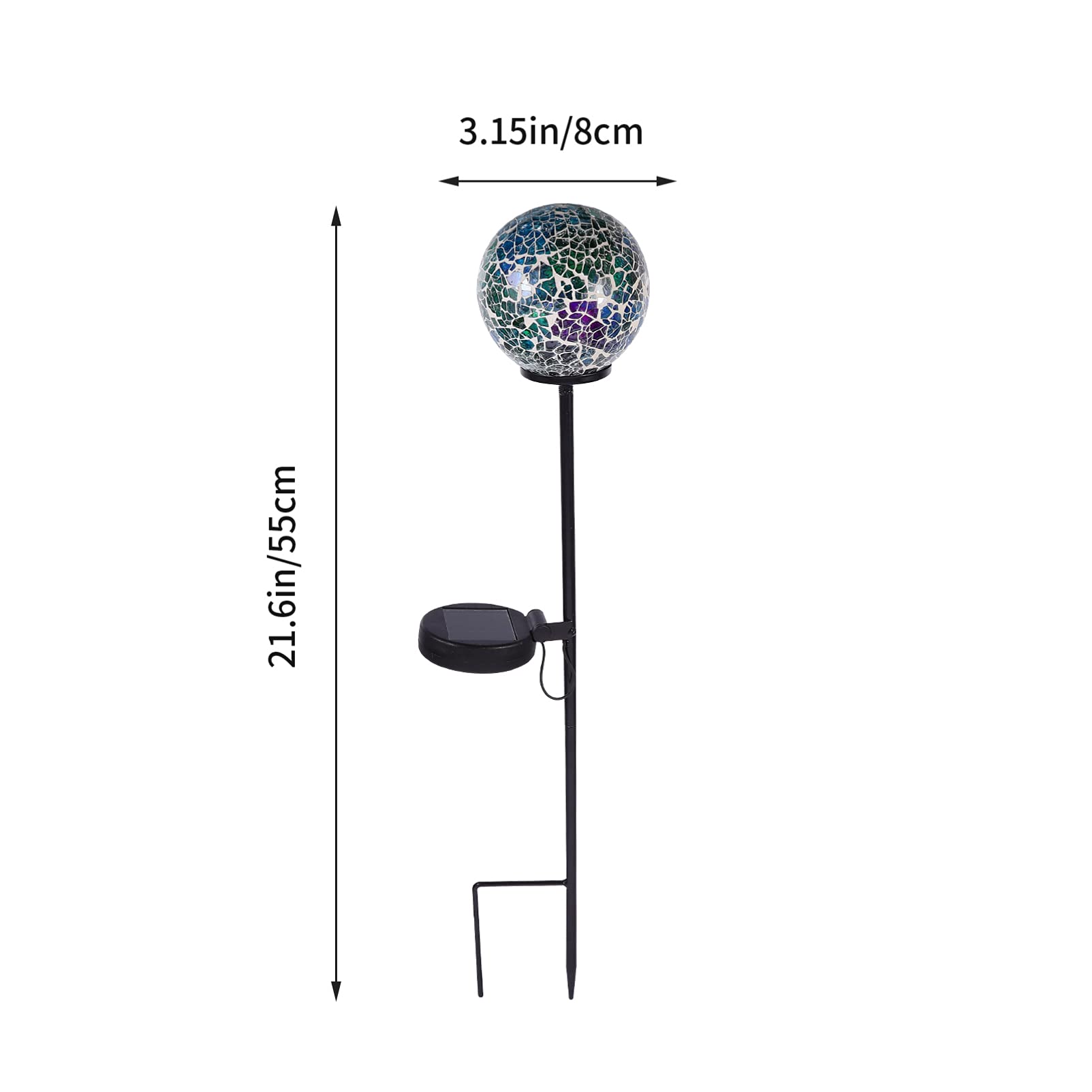 Uonlytech Solar Mosaic Glass Ball Light - Waterproof Outdoor Decorative Lamp for Garden, Lawn & Patio | Solar Powered Landscape Lighting for Pathways, Yards & Outdoor Decor
