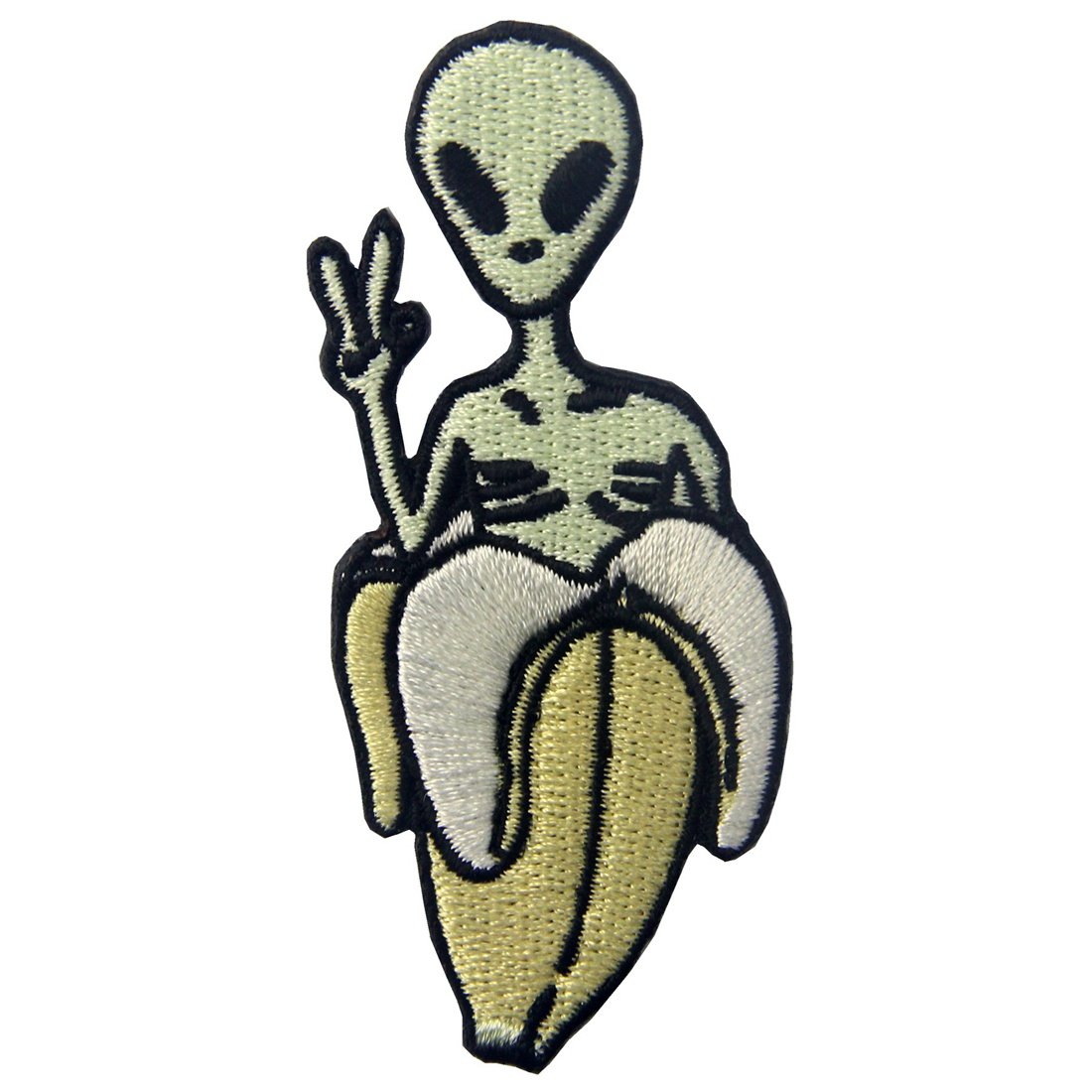 Alien in Banana Oh Yeah Iron On Patch - Embroidered Applique for DIY Sew On Emblem | Perfect for Jackets, Backpacks & Denim Customization