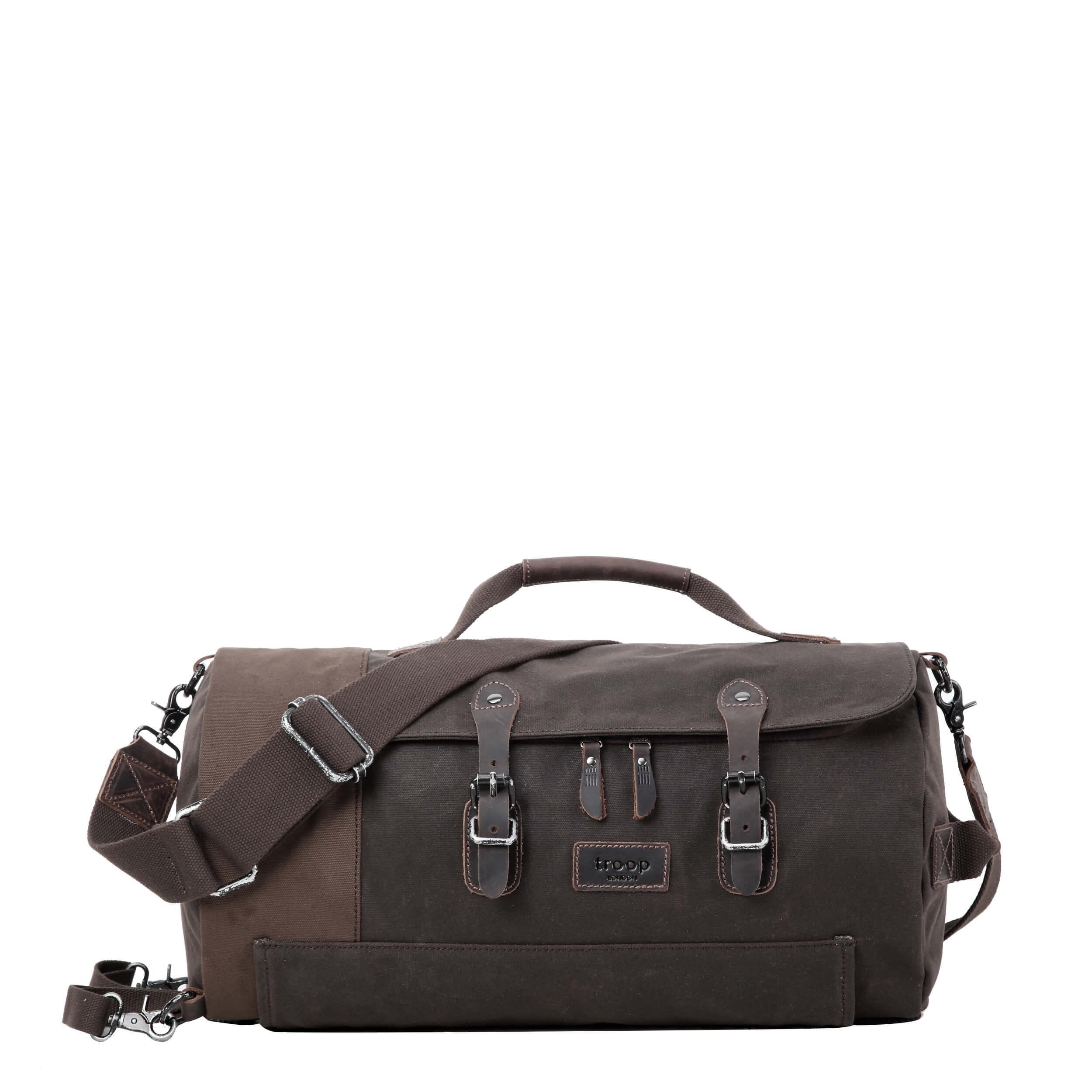 TRP0444 Troop London Heritage Canvas Duffel Backpack - Vintage Style Travel Bag for Men & Women, Durable Water-Resistant Weekender Gym Bag - Perfect for Camping, Hiking, Business Trips & Daily Commute