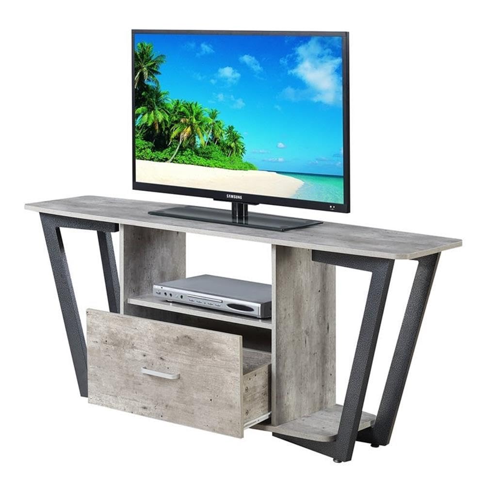 Pemberly Row 60 Inch TV Stand Entertainment Center Console - Modern Gray and Black TV Cabinet for Living Room, Bedroom & Home Theater