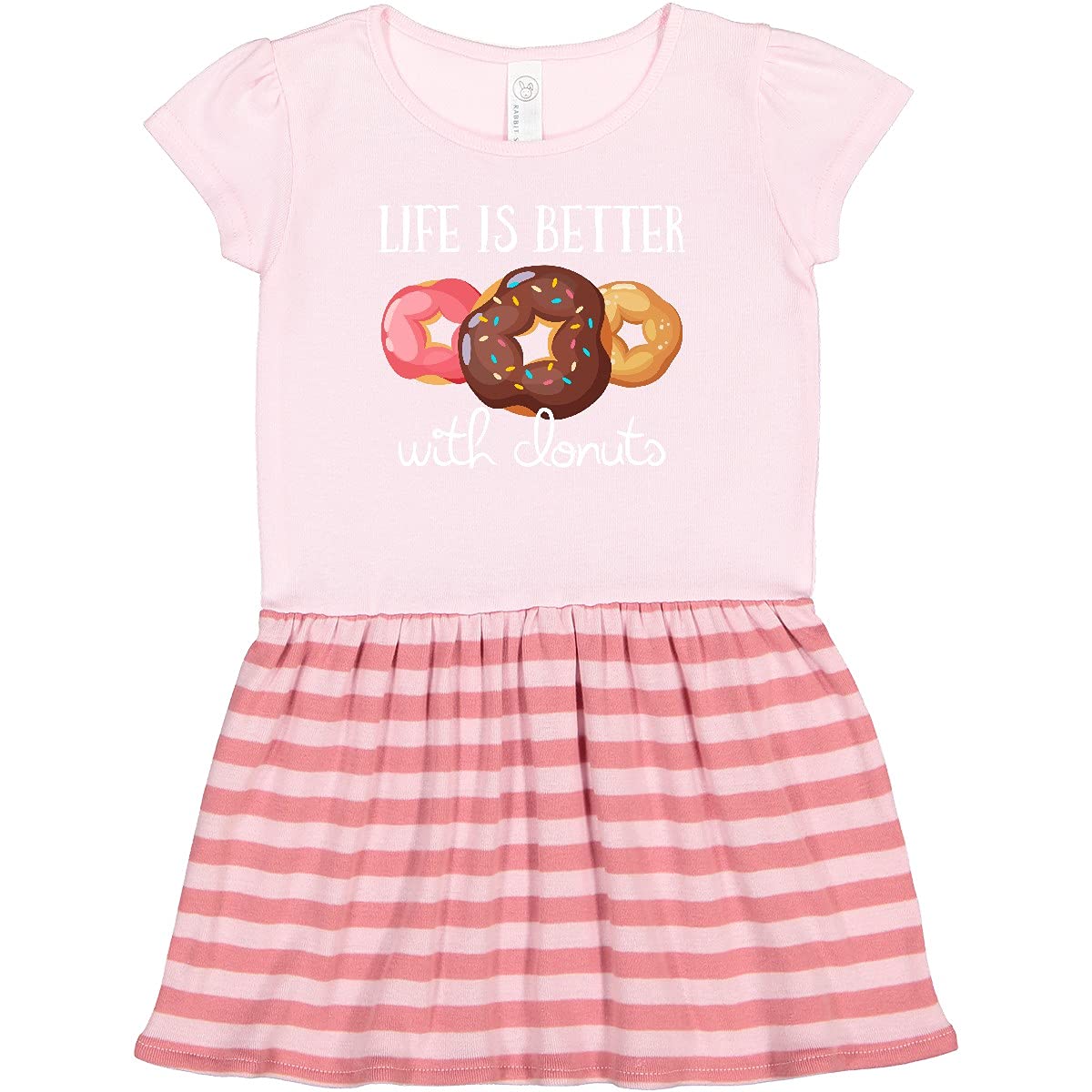 Inktastic Life is Better with Donuts Toddler Dress - Cute Donut Print Outfit for Baby Girls, Soft Cotton Comfort - Perfect for Playdates, Birthday Parties & Family Photos