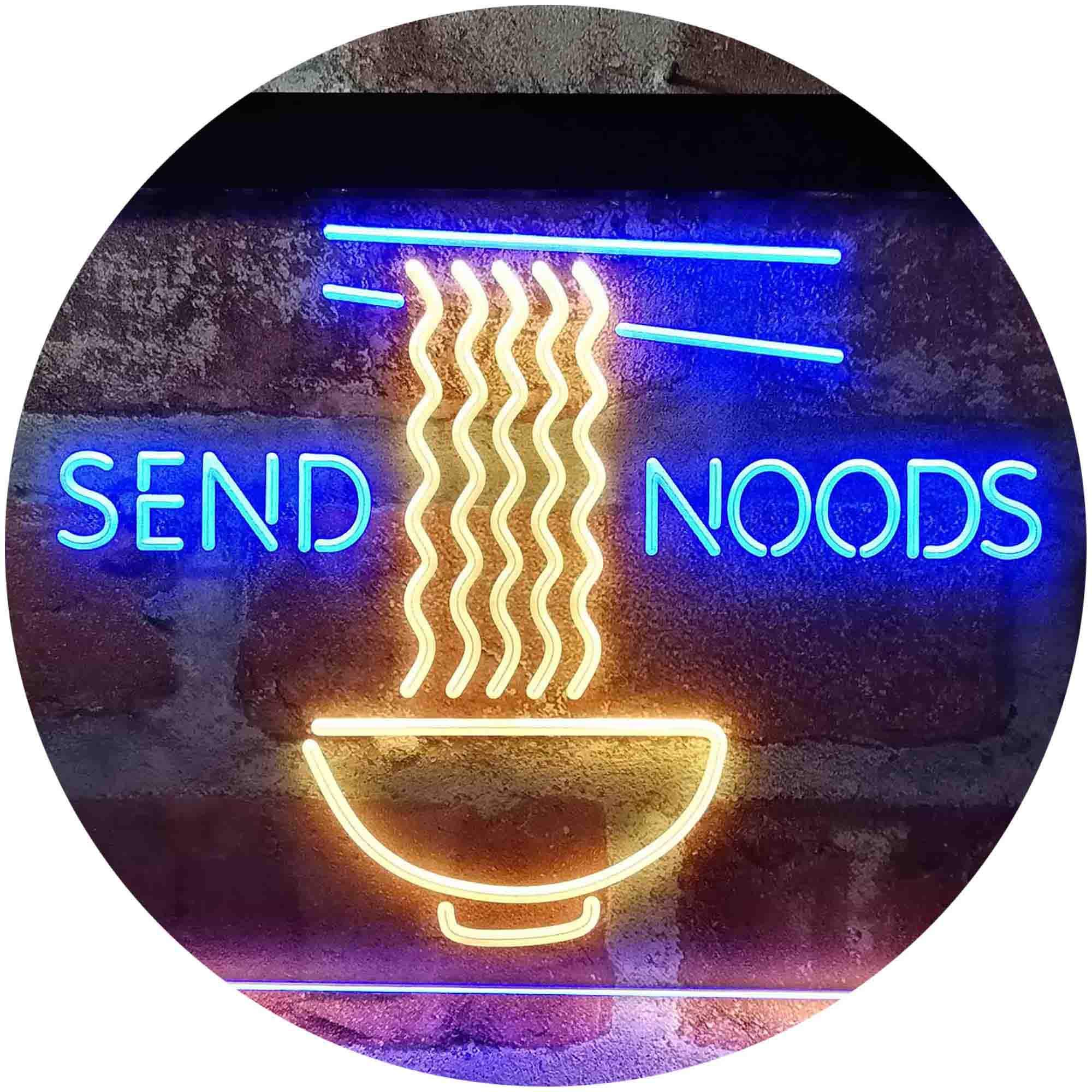 ADVPRO Humor Send Noods Nudes Noodles LED Neon Sign - Blue & Yellow (24x16 Inches) - Funny Home Decor for Bedroom, Bar, Cafe & Party Lighting