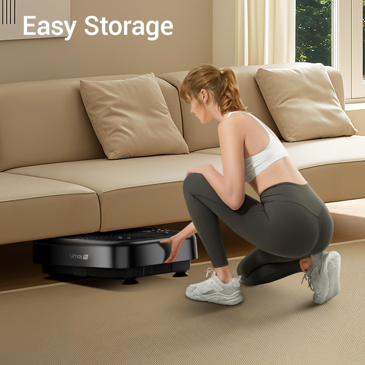 UMAY Vibration Plate with Bands for Home Fitness, Muscle & Circulation - 330LB Capacity for Workouts
