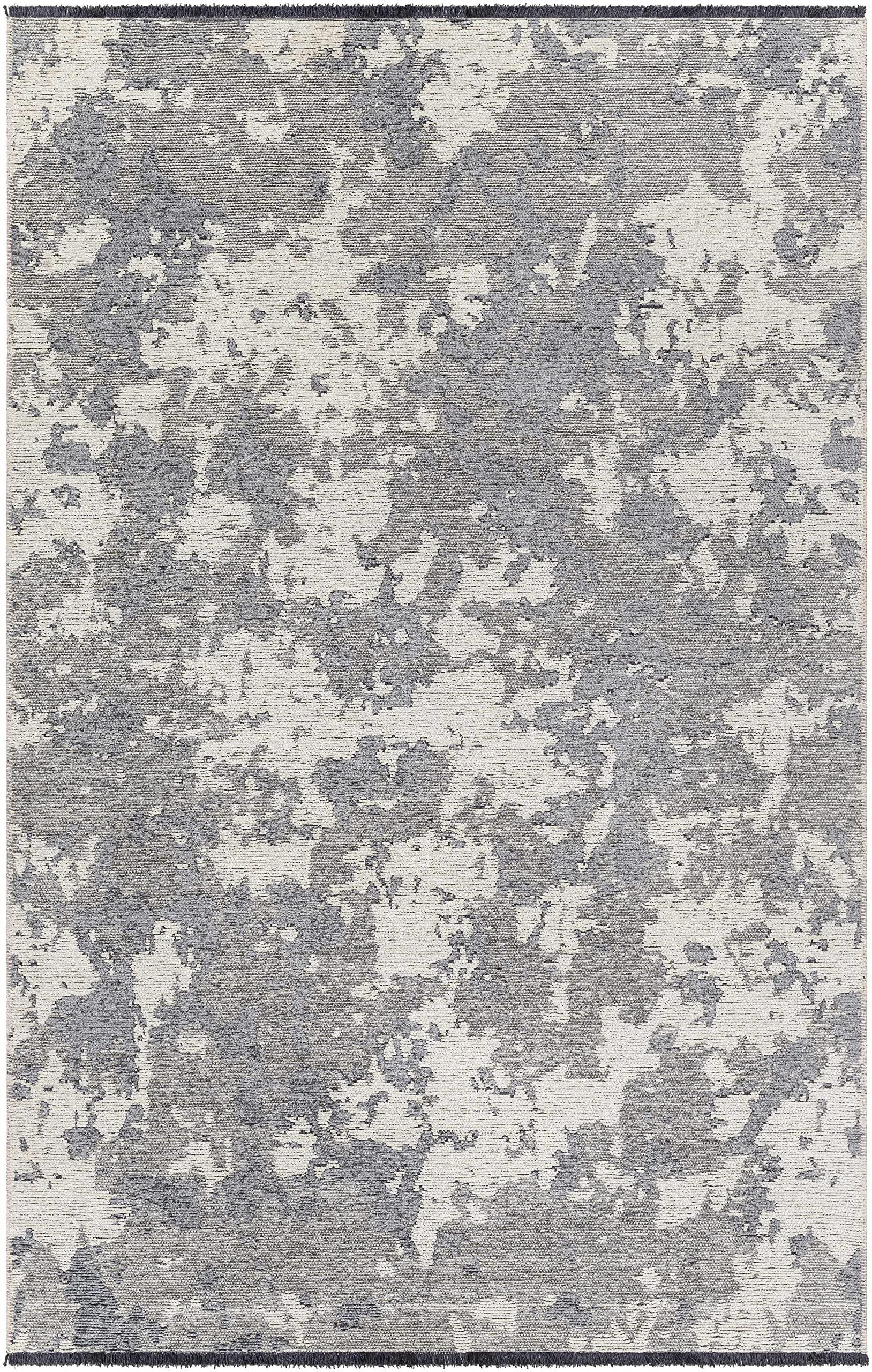 Hauteloom Bimo Modern Area Rug for Living Room & Bedroom - Soft Gray, Beige, Blue - 3'9