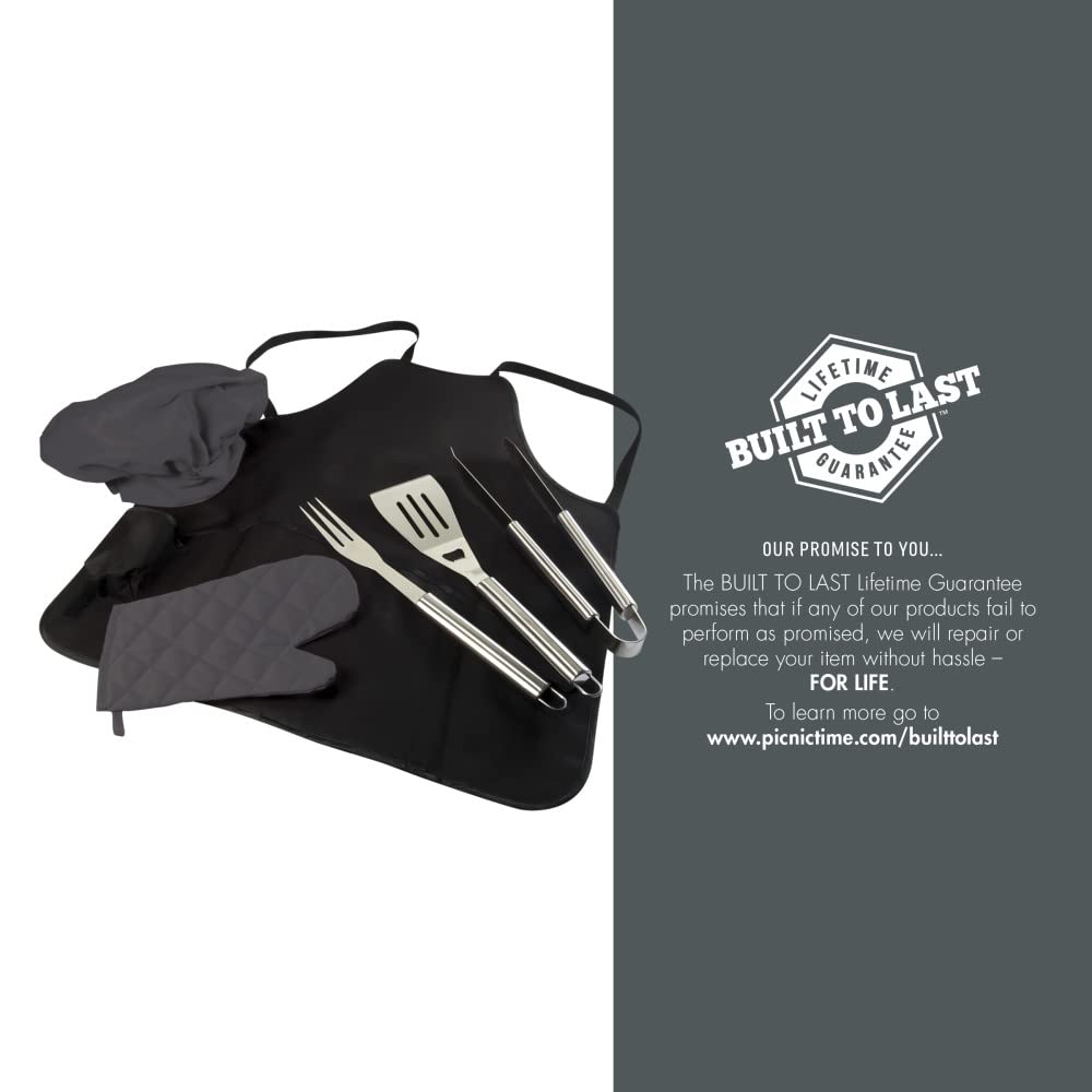 PICNIC TIME NCAA BBQ Apron Tote Pro Grill Set - Durable Grilling Accessories for Outdoor Cooking, Tailgating & Backyard Parties - Perfect Gift for BBQ Lovers & Sports Fans