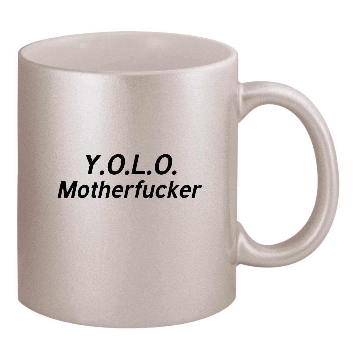 YOLO Motherfucker - 11oz Silver Ceramic Coffee Mug for Office, Home & Gifts | Insulated Travel Cup for Hot & Cold Beverages