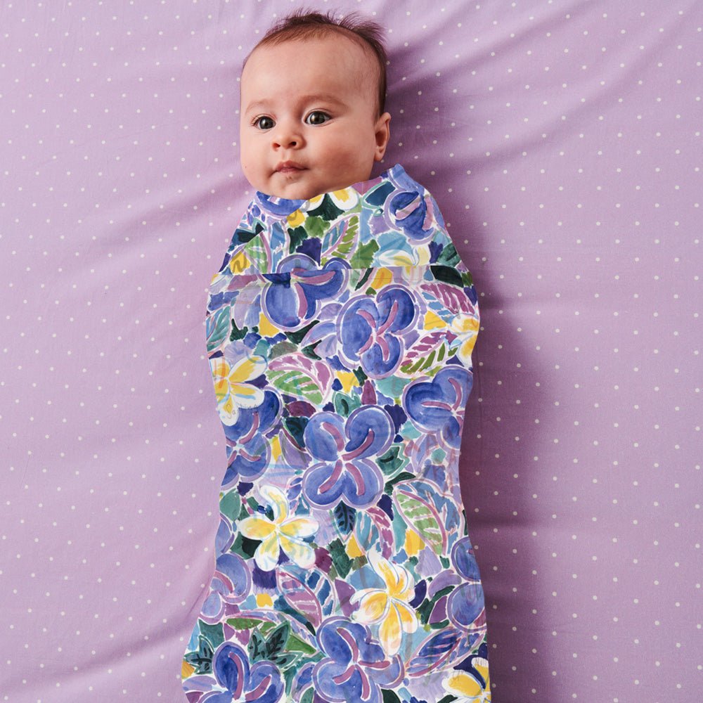 Kip&Co X Ken Done Frangipani Bamboo Swaddle Blanket - Soft Organic Baby Wrap for Newborns & Infants - Perfect for Swaddling, Nursing & Stroller Use