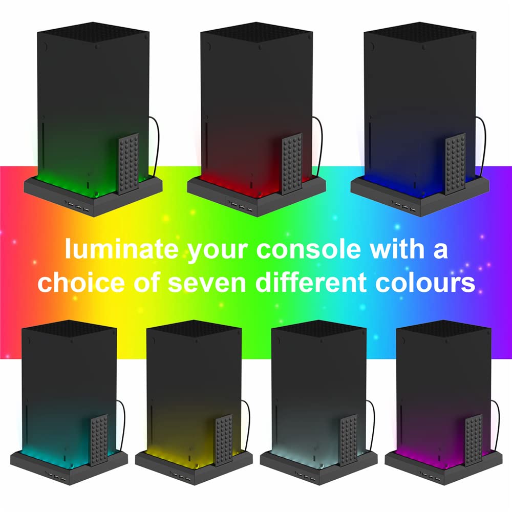 Vertical Stand Cooling Base for Xbox Series X/S Console - Multifunctional RGB Cooling Fan with Charging Dock & Controller Holder - Perfect for Gaming Setup & Accessories Organization