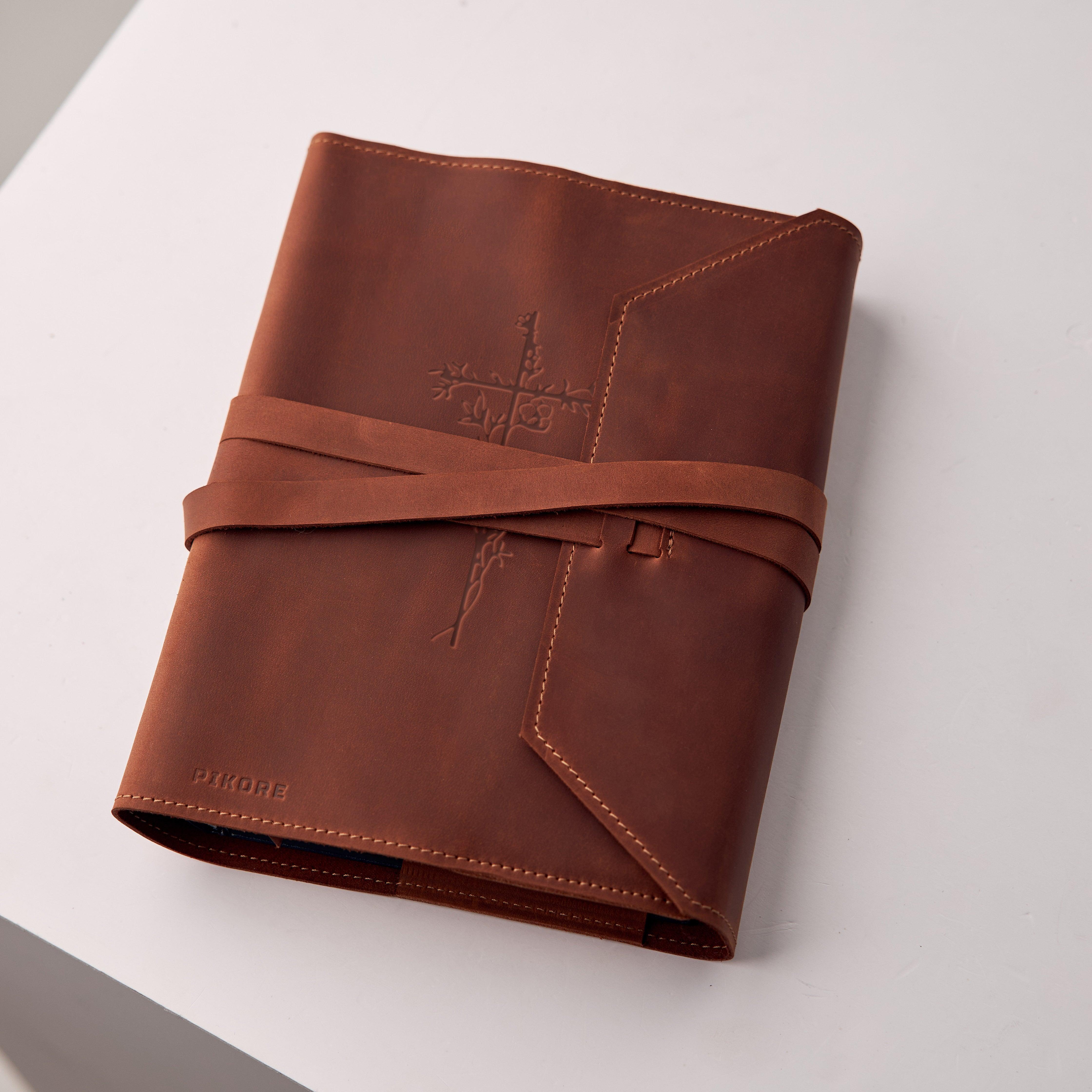 Genuine Leather Bible Cover - Premium Handmade Bible Case for Men & Women - Perfect for Church, Travel, and Daily Devotion