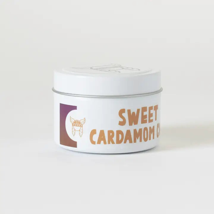 Premium Sweet Cardamom Chai Scented Soy Candle in Tin - Aromatherapy for Relaxation & Cozy Home Ambiance