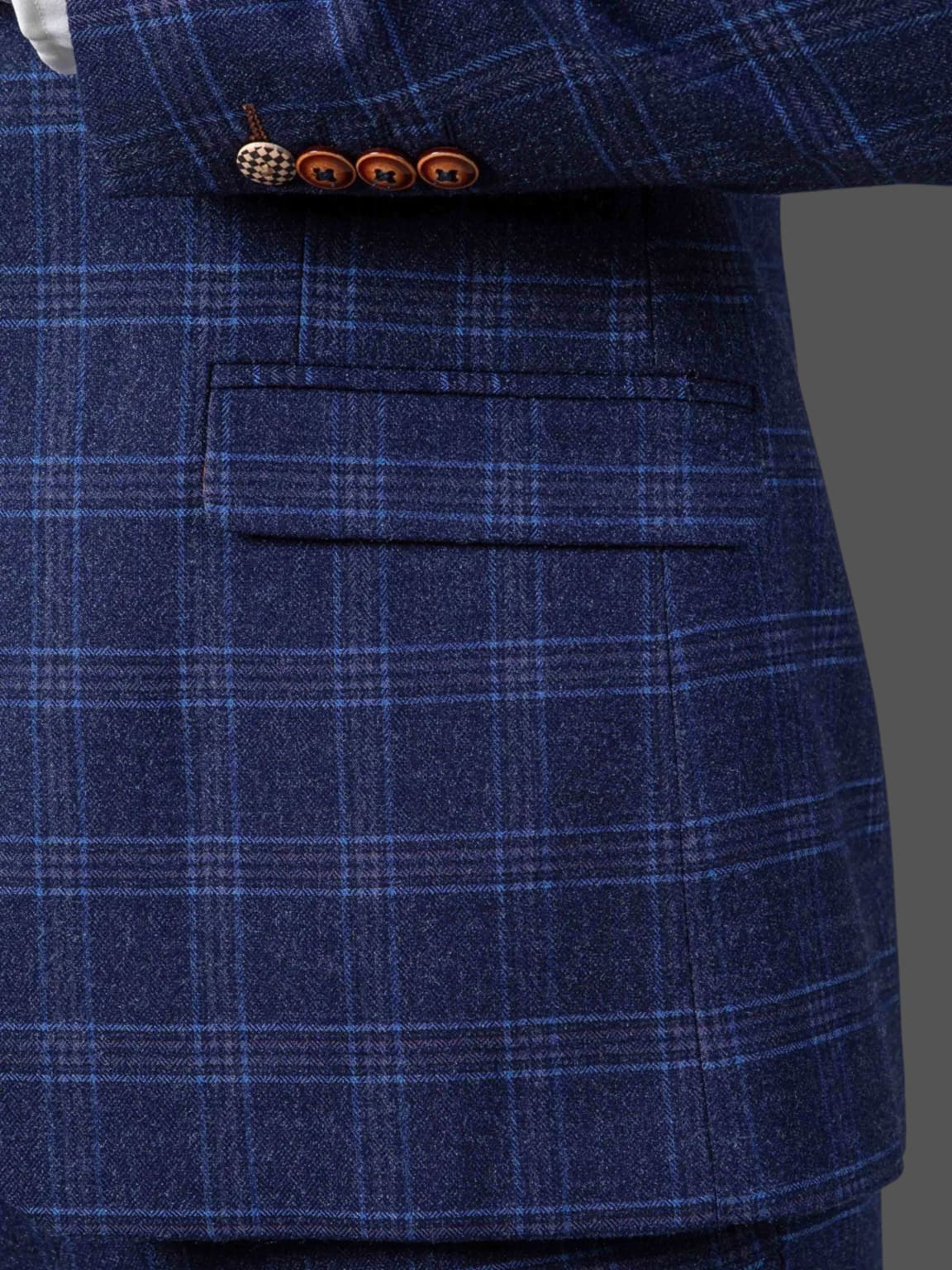 Marc Darcy Chigwell Men's Blue Tweed Check 3 Piece Suit - Formal Business Attire for Weddings, Office & Special Occasions