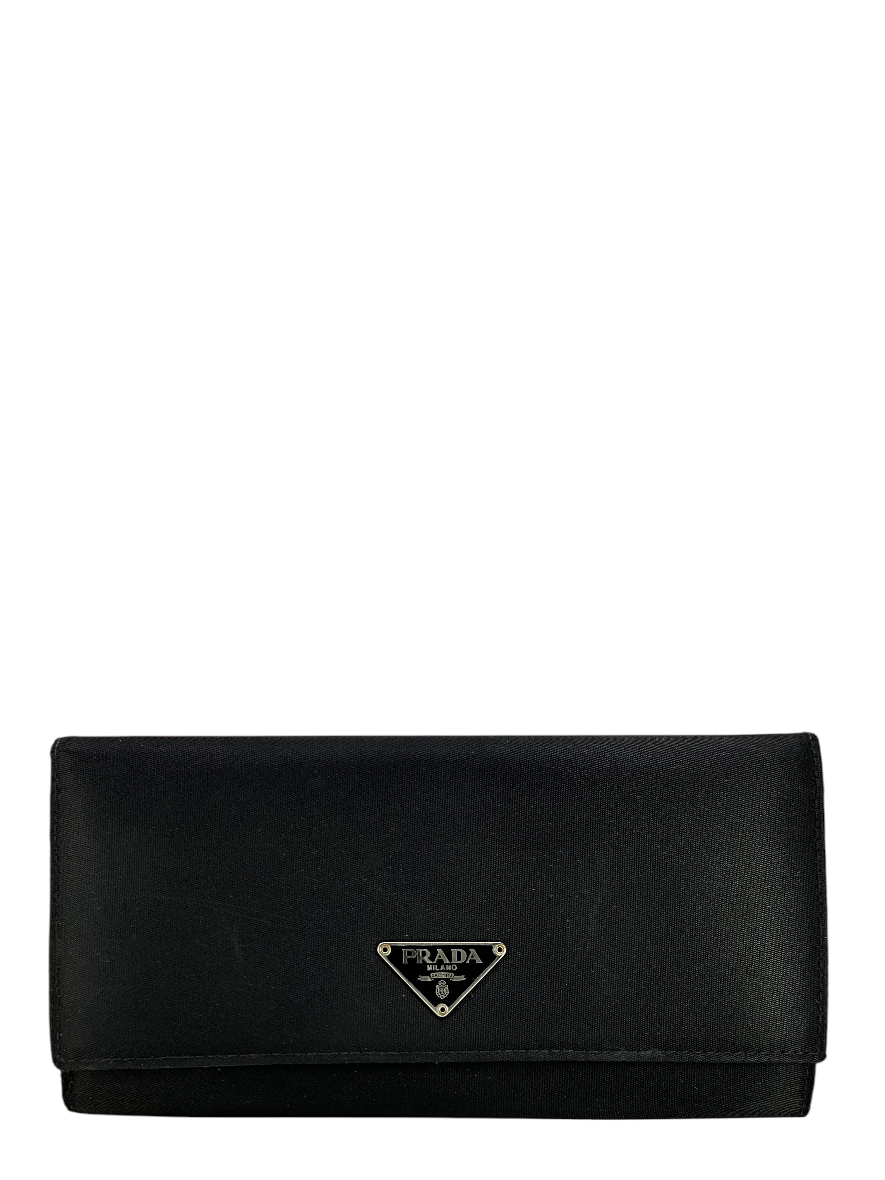 Prada Tessuto Nylon Logo Long Wallet for Women | Luxury Designer Bifold Wallet with Signature Logo | Perfect for Everyday Use, Travel & Gift Giving