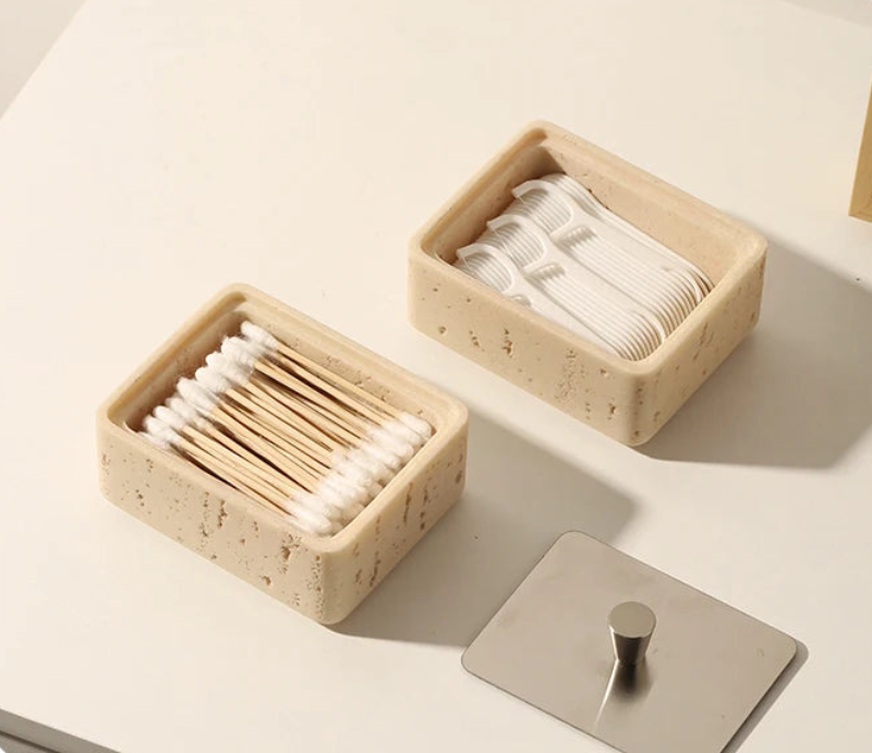 Stackable Travertine Organizer - Stylish Bathroom & Kitchen Storage Tray for Jewelry, Cosmetics, and Essentials