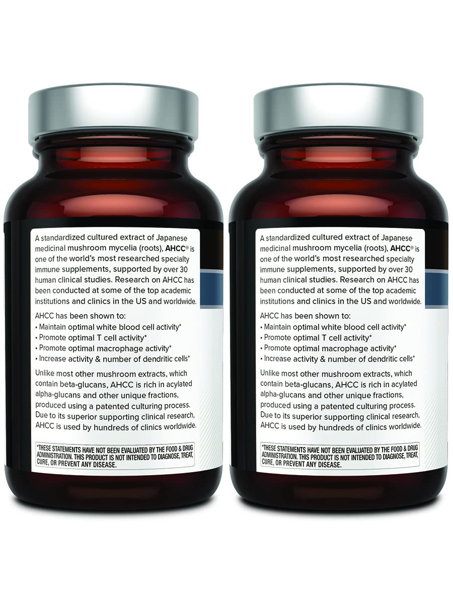 Premium AHCC Kinoko Platinum 750mg Immune Support Supplement - 2 Pack (60 Capsules Each) for Daily Wellness & Immune Boost | Supports Healthy Lifestyle & Active Living