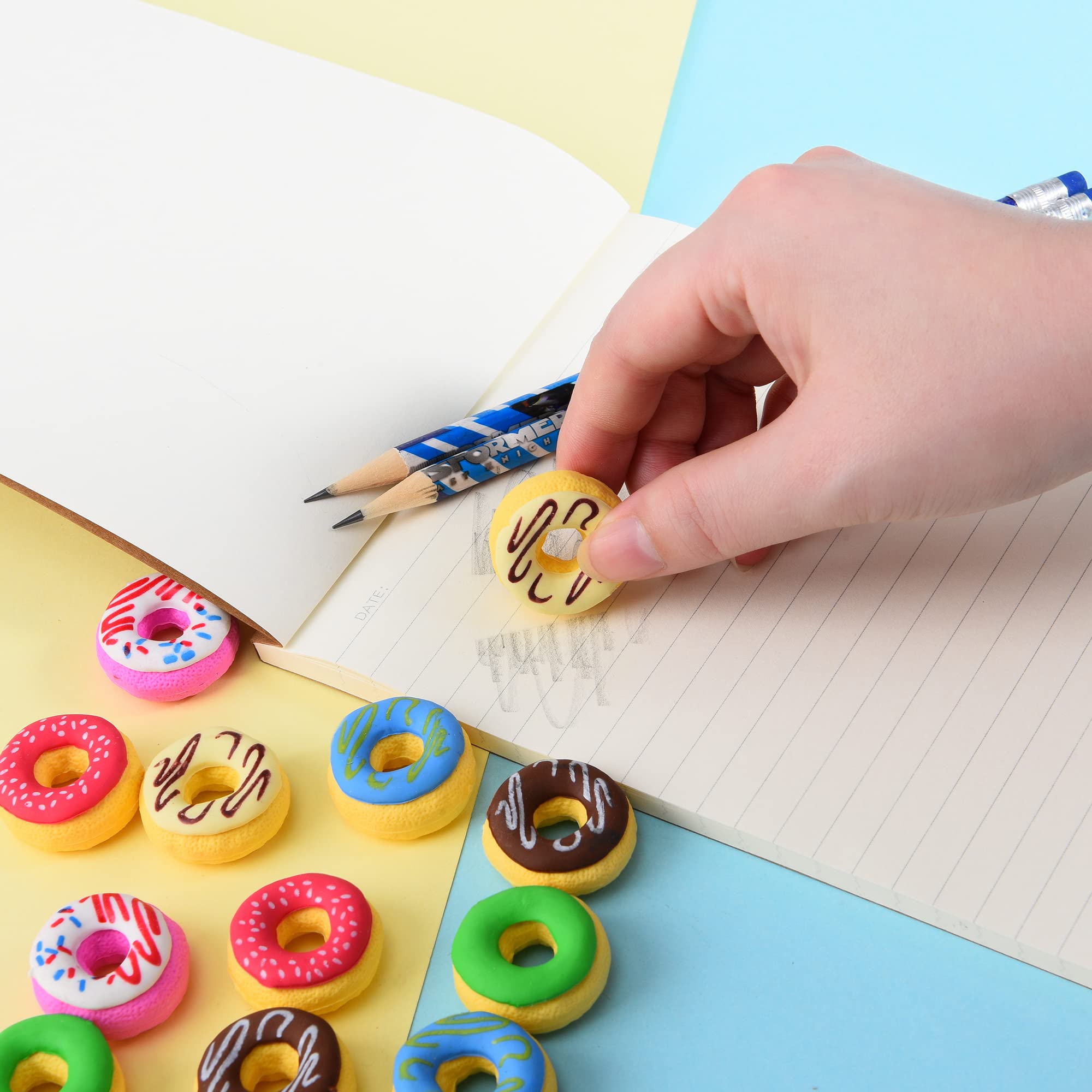 24-Piece 3D Cute Donut Erasers for Kids - Fun Food Puzzle Mini Erasers, Cool Take Apart Desk Pet Erasers for Girls & Boys - Perfect for School Supplies, Classroom Rewards & Party Favors
