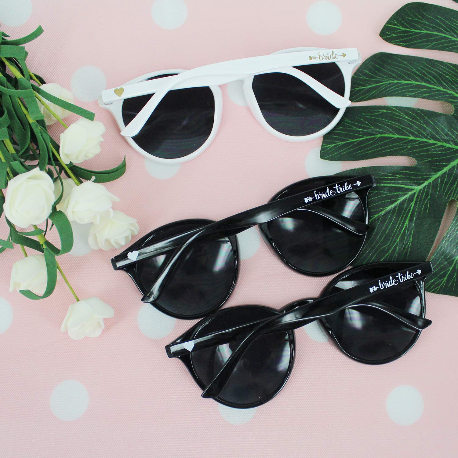 LADY&HOME Cat Eye Sunglasses for Bachelorette Party - 10pcs Round Bridesmaid Sunglasses, Wedding Shower Accessories | Perfect for Bridal Parties, Beach Weddings & Girls' Night Out