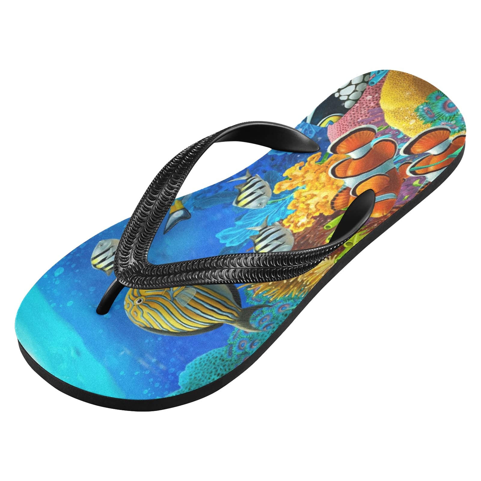 Qilmy Sealife Fish Coral Flip Flop Sandals - Lightweight Non-Slip Summer Beach Slippers for Women & Men | Perfect for Poolside, Vacation, and Casual Wear